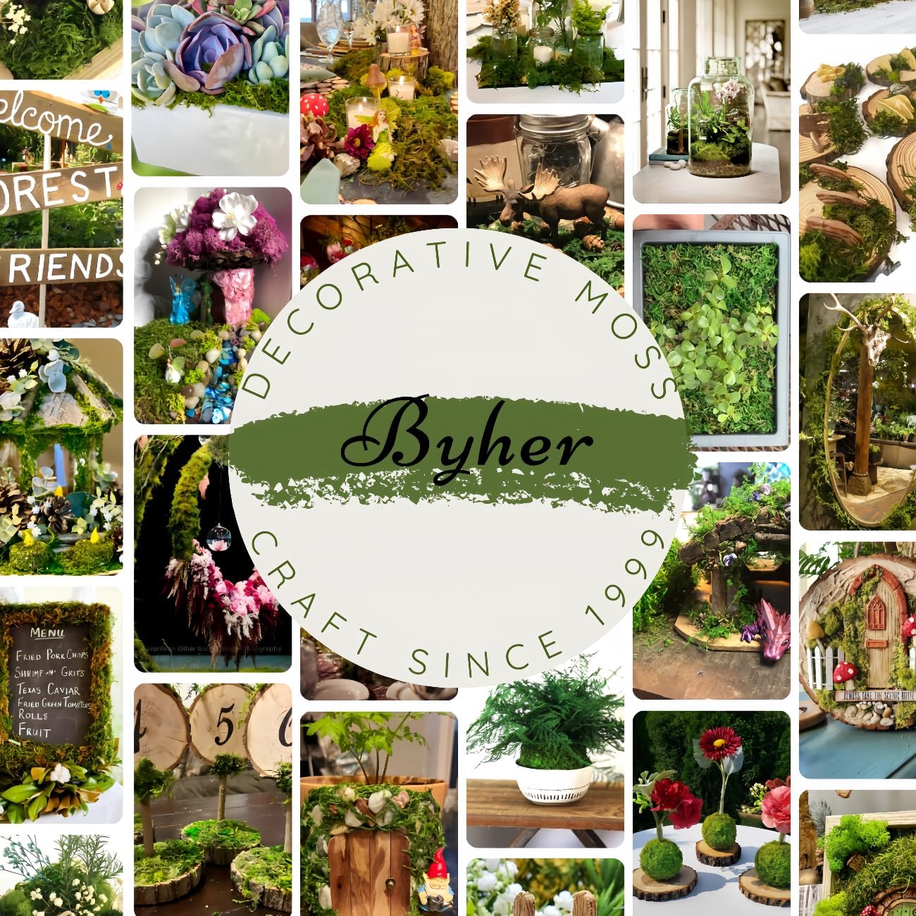 BYHER 2.2LB Large Capacity Fake Moss for Plants Indoor, 35 OZ Fresh Green Moss for Potted Plants Craft Moss for Home & Office Decor Fairy Garden Decoration (Fresh Green - 992gr)