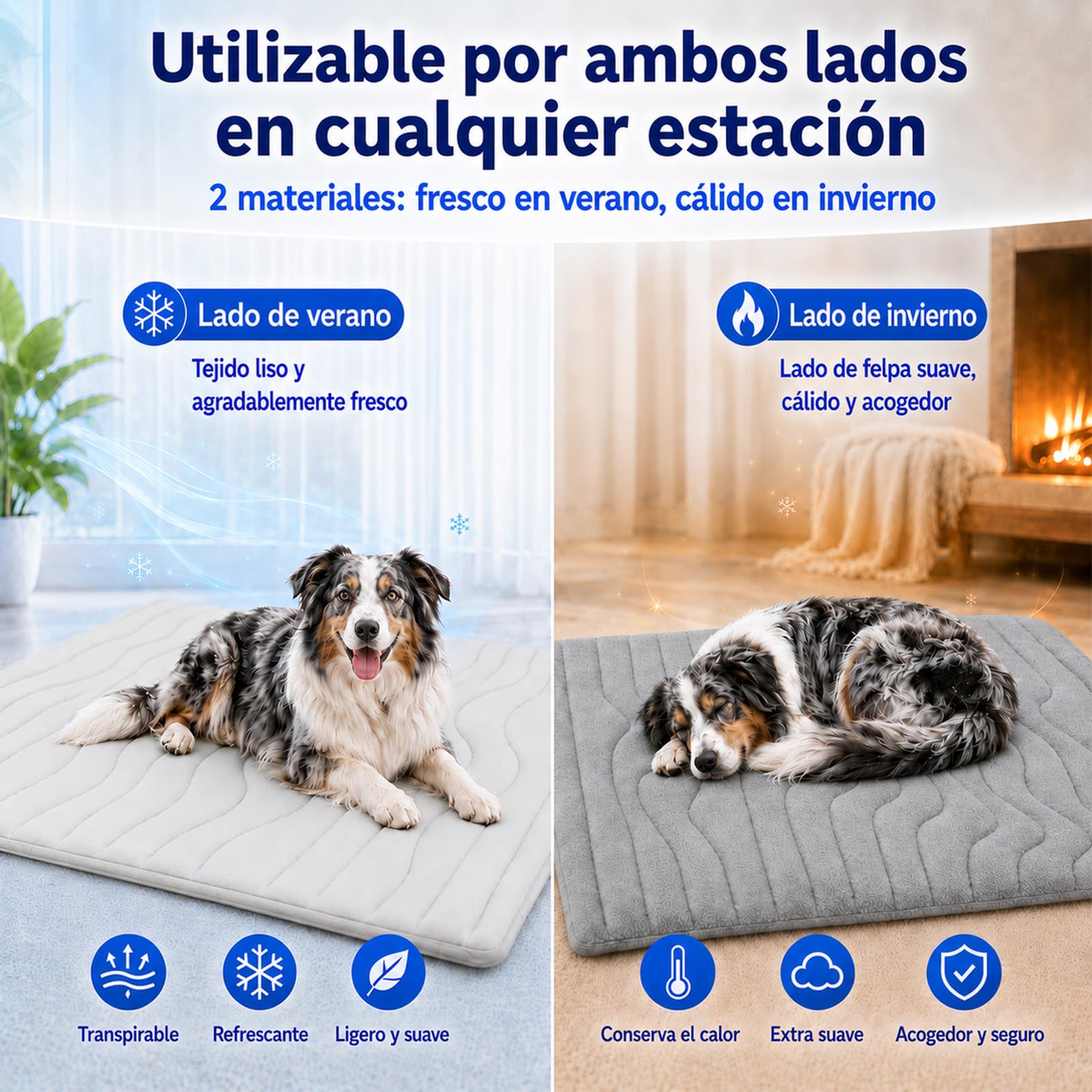 Manta Refrescante para Perros y Gatos, Alfombrilla Refrescante para Perros, Manta Refrigerante sin Gel, Lavable, Transpirable, para Verano, Coche, Sofá y Cama para Mascotas (Gris, XL)