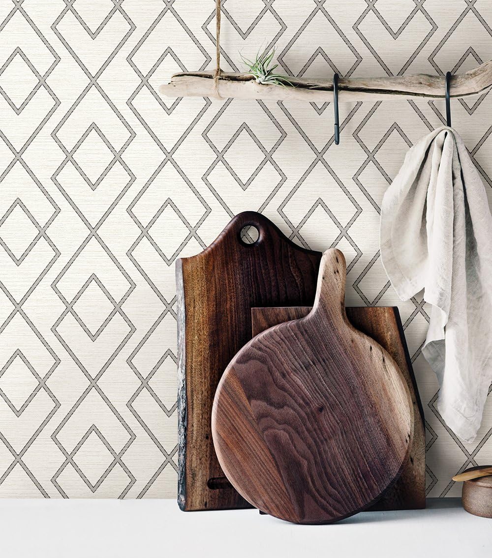 Chesapeake 3115-12425 Blaze Trellis Wallpaper, Cream