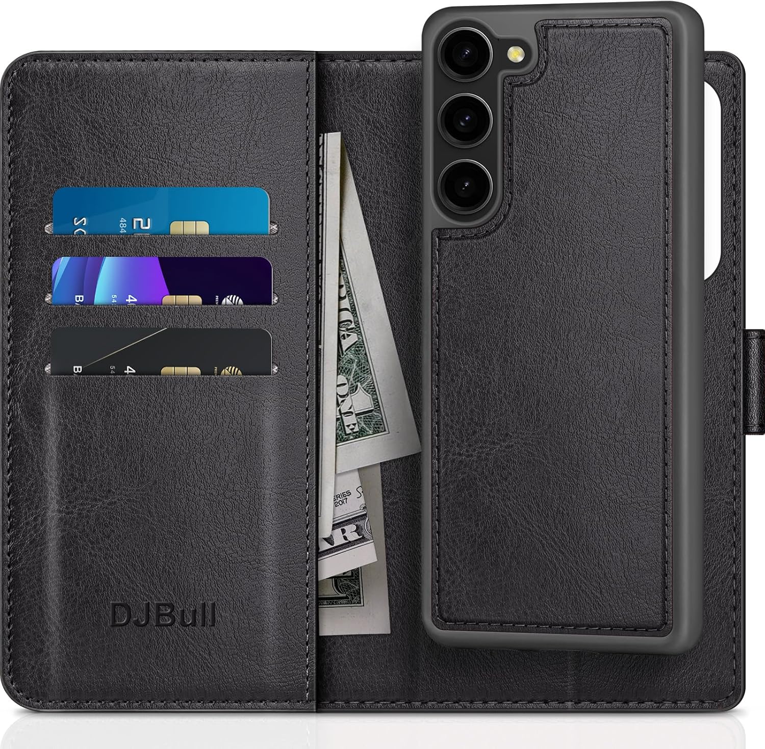 DJBull 2-in-1 Detachable for Samsung Galaxy S23 Plus/S23+ Wallet case with Credit Card Holder【RFID Blocking】,Flip Folio Book PU Leather protective Cover Women Men for Samsung S23 Plus Phone case Black