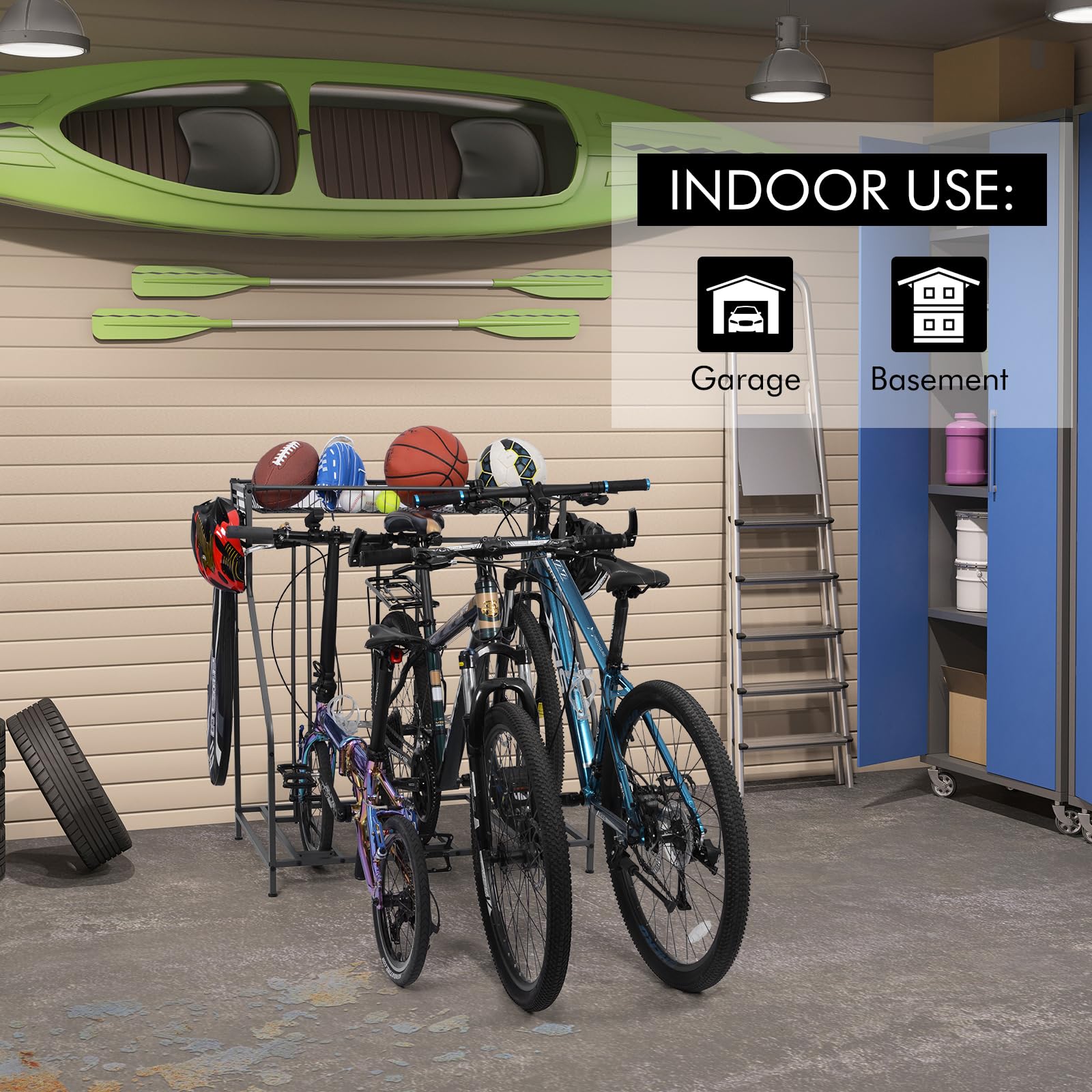 ikkle Fahrradständer Garage, Fahrrad Ständer Boden für 3 Fahrräder