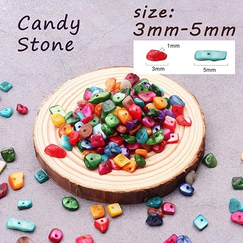 Miniatura 2 de 500 cuentas de piedra natural multicolor de 0.118 a 0.197 pulgadas (3 a 0.197 in), piedras preciosas irregulares curativas, agujero de cuentas