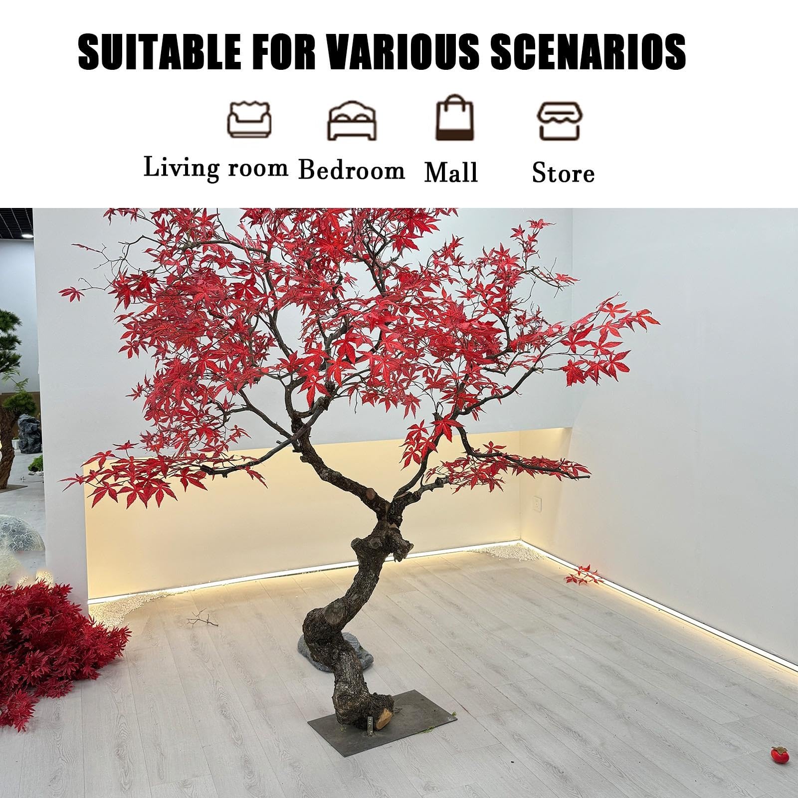 Home Mall Acero Giapponese Artificiale Rosso, Grande Albero Decorativo
