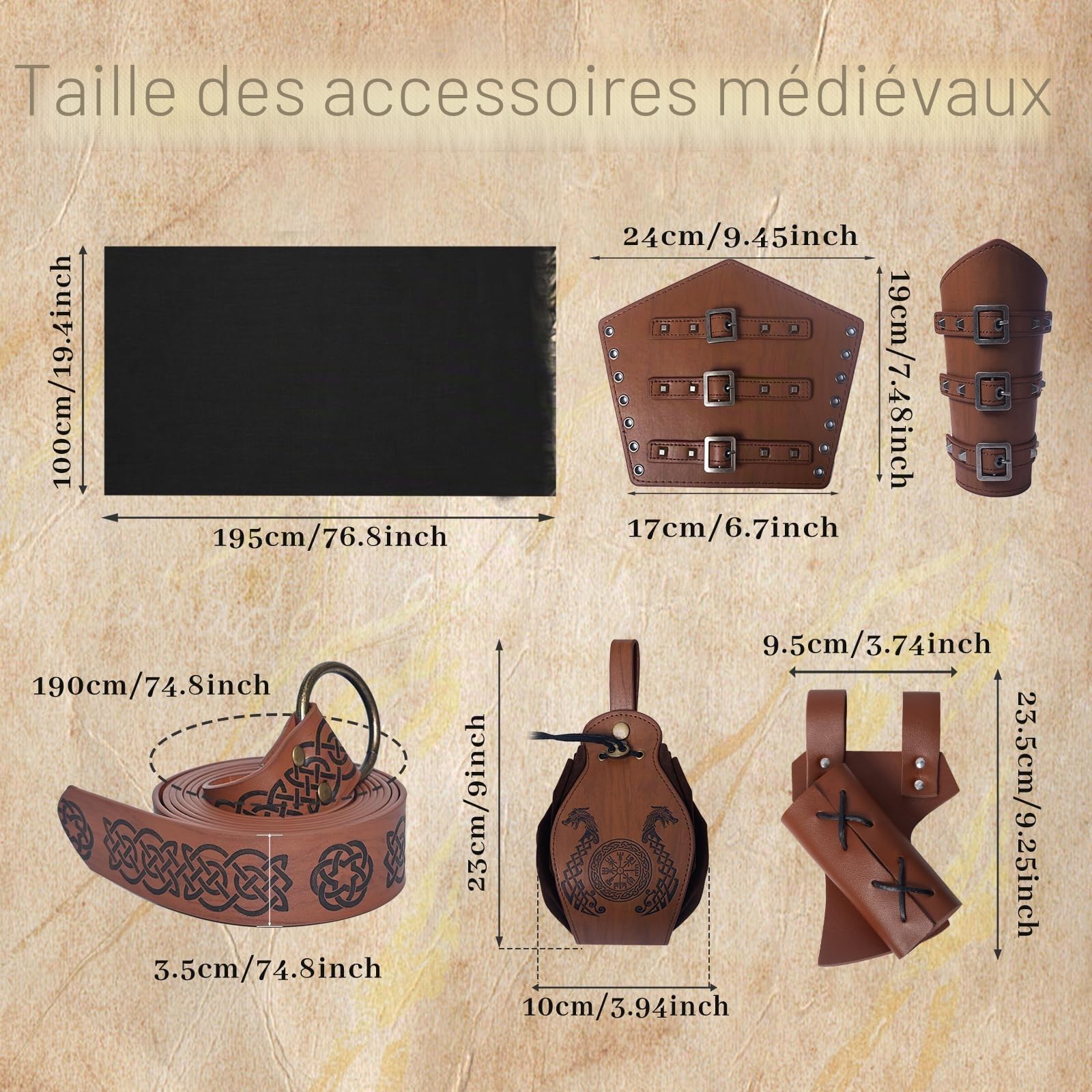 Costume médiéval de la Renaissance pour homme, costume de Viking, chemise à lacets, pantalon avec accessoires, costume d'Halloween pour cosplay, mascarade, magicien