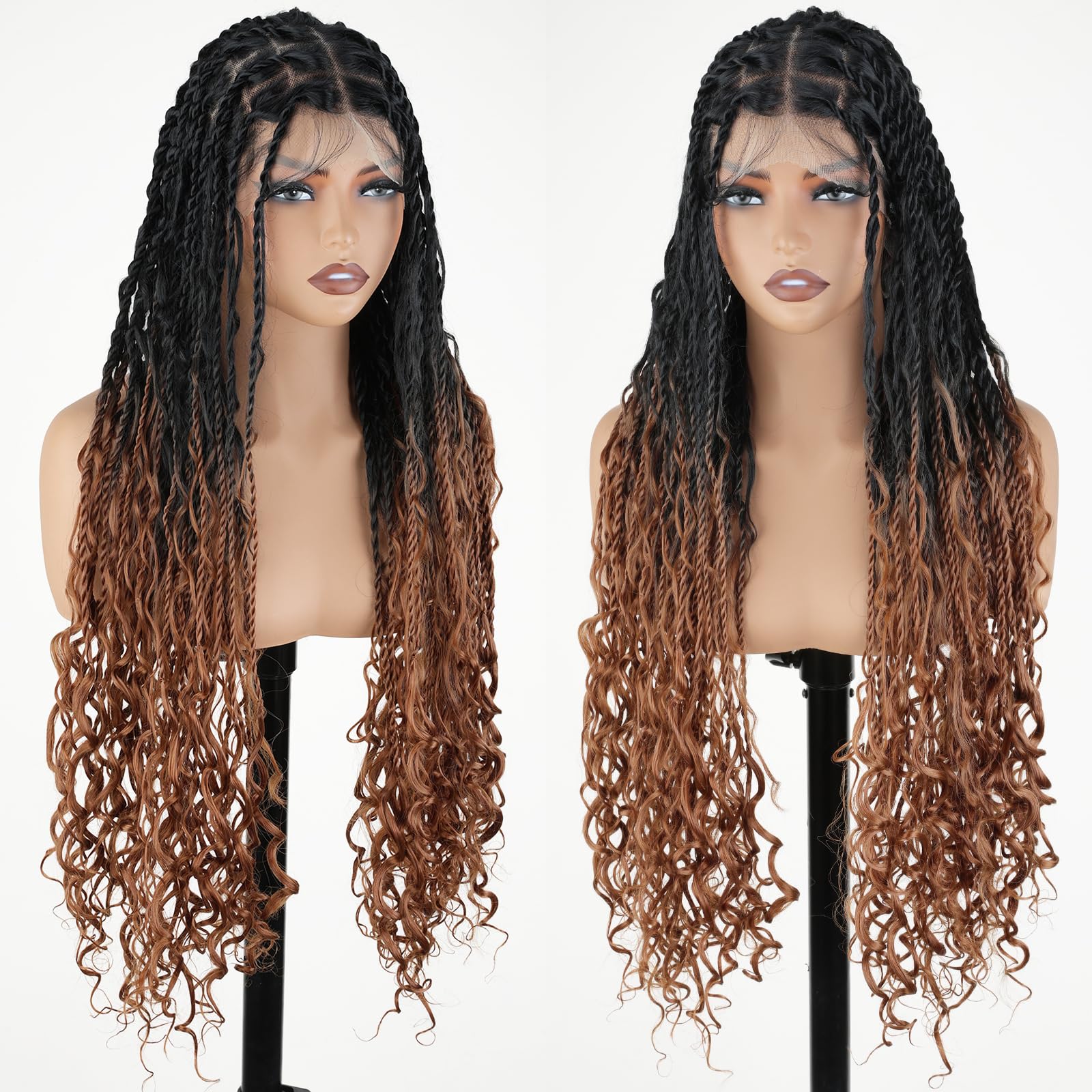 Amazon.com : FABÉLLE Full Lace Braid Wigs Boho island twist  display picture 2