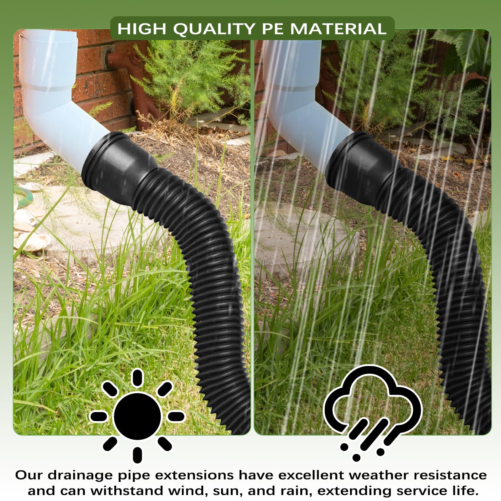 1pcs Extensions de Tuyau de Descente de Gouttière, Rallonge de Tuyau de Drainage d'eau de Pluie de 47 à 150 cm, Connecteur De Vidange Bec Gouttière Extensible Rétractables Flexibles, Noir