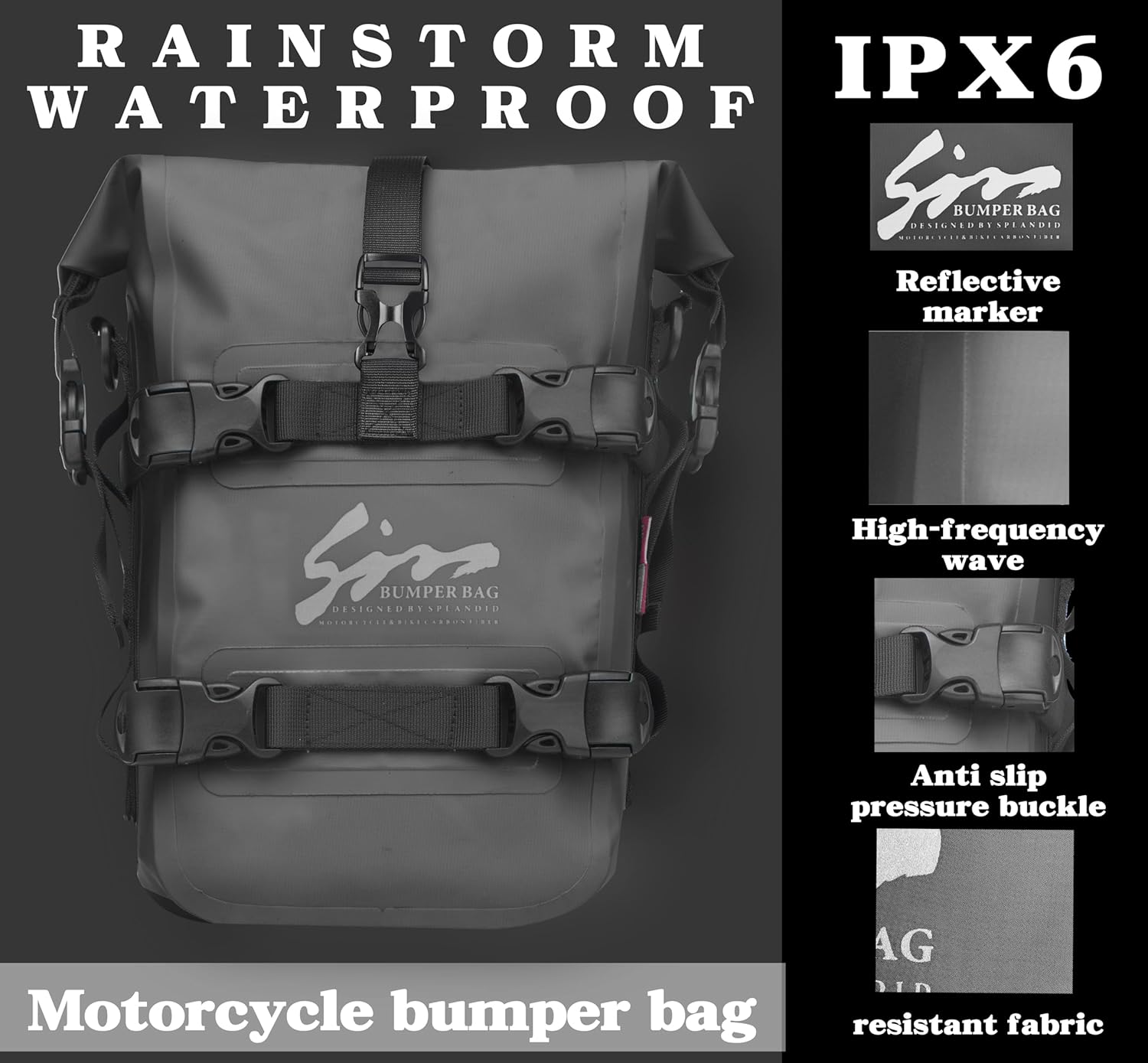 Motorcycle Waterproof Saddle Bag Motorcycle Accessories Tool Tank Bags Multifunctional Outdoor Motorbike Storage Carry Bag with Strap Black 12L