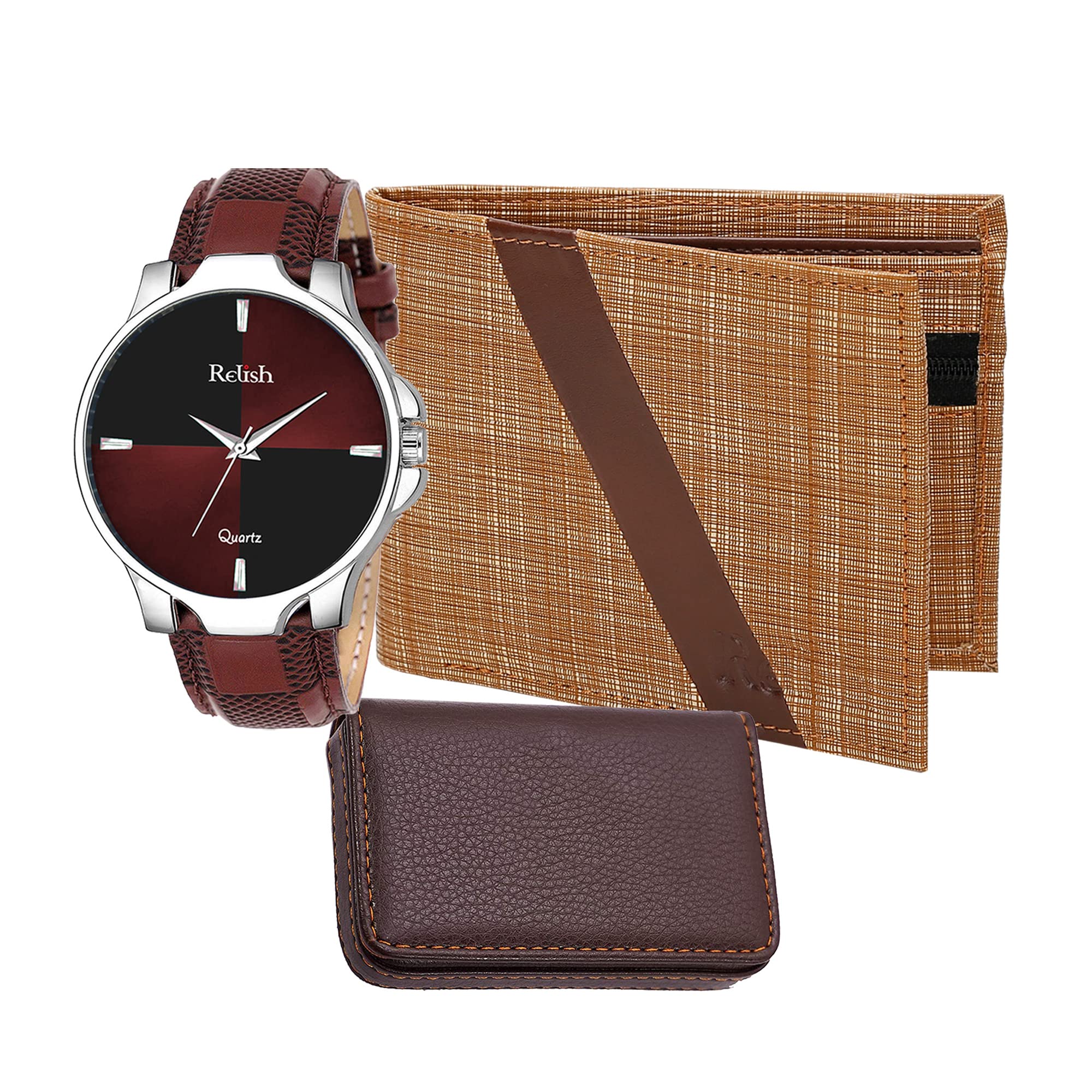 Relish Black Analog Leather Strap Watch,Wallet, and Cardholder Combo for Men | Diwali Gift for Brother, Husband, Friend,Boys (B0BD25S2RZ) Amazon Price History, Amazon Price Tracker