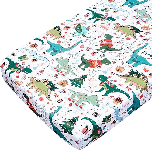 Miniatura 7 de JISEN Sábana para cuna de bebé, 1 pieza, sábana ajustable portátil para cuna estándar y colchones de niños pequeños, decoración de cama de guardería