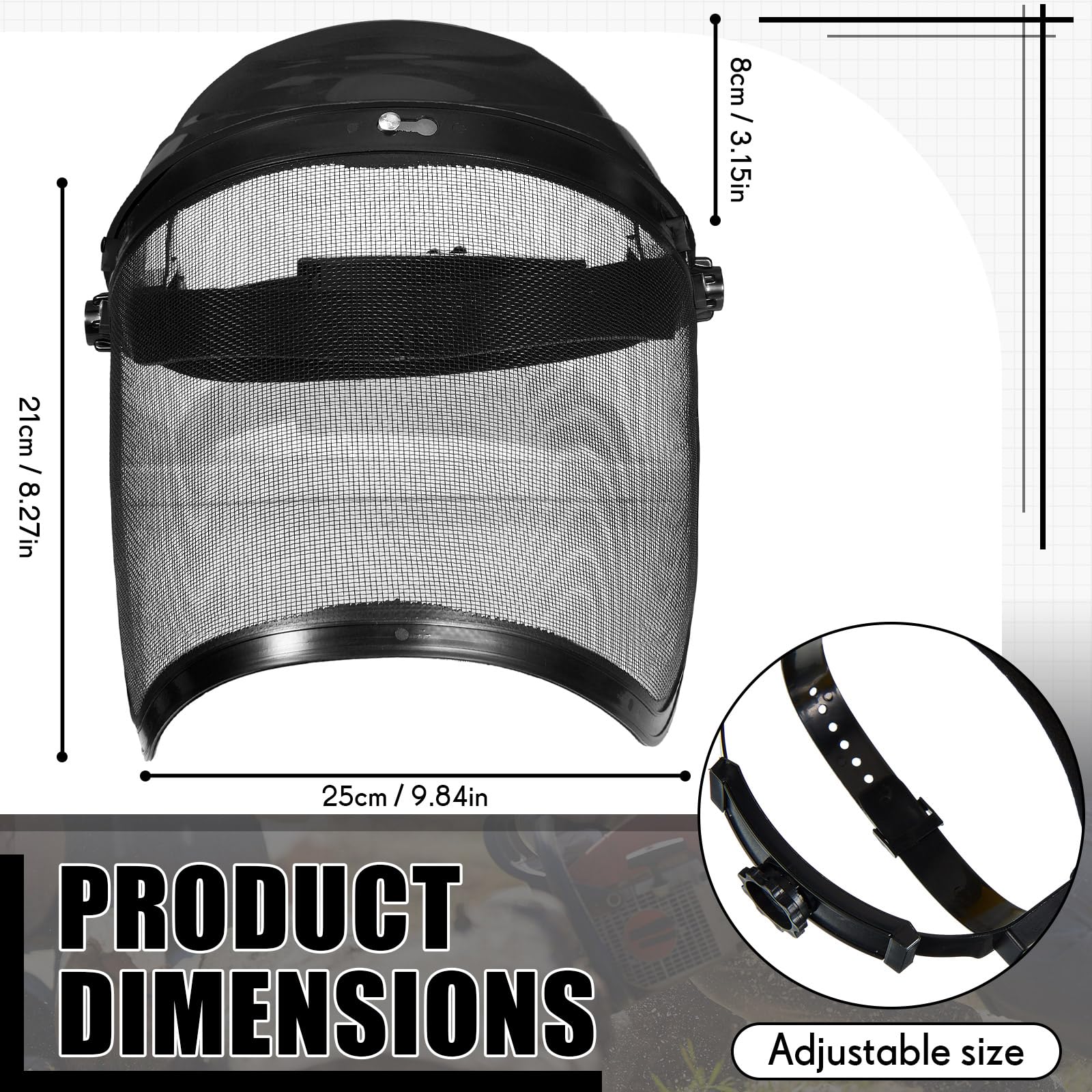 Hestya 2 Cascos de Seguridad para Desbrozadora Careta para Motosierra Ajustable Protector Facial de Trabajo de Silvicultura con Visera para Protección de Cara Jardinería Césped Exterior(Negro)