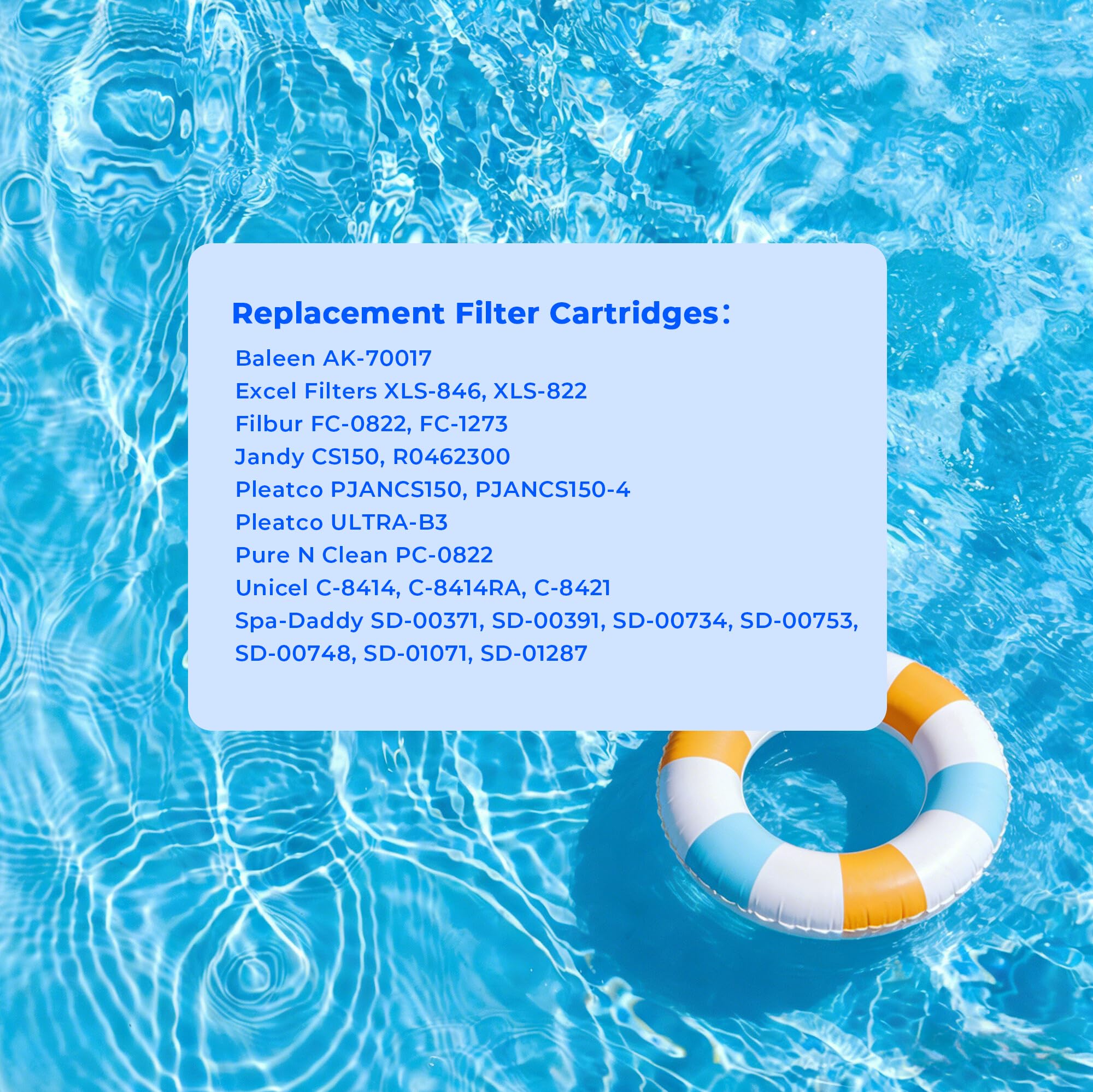 CS150 Cartouche de filtre de piscine compatible avec Jandy CS Series 150 | 150 m². Remplace Pleatco PJANCS150, Filbur FC-0822, FC-1273, Unicel C-8414 ; média en polyester trilobal avancé