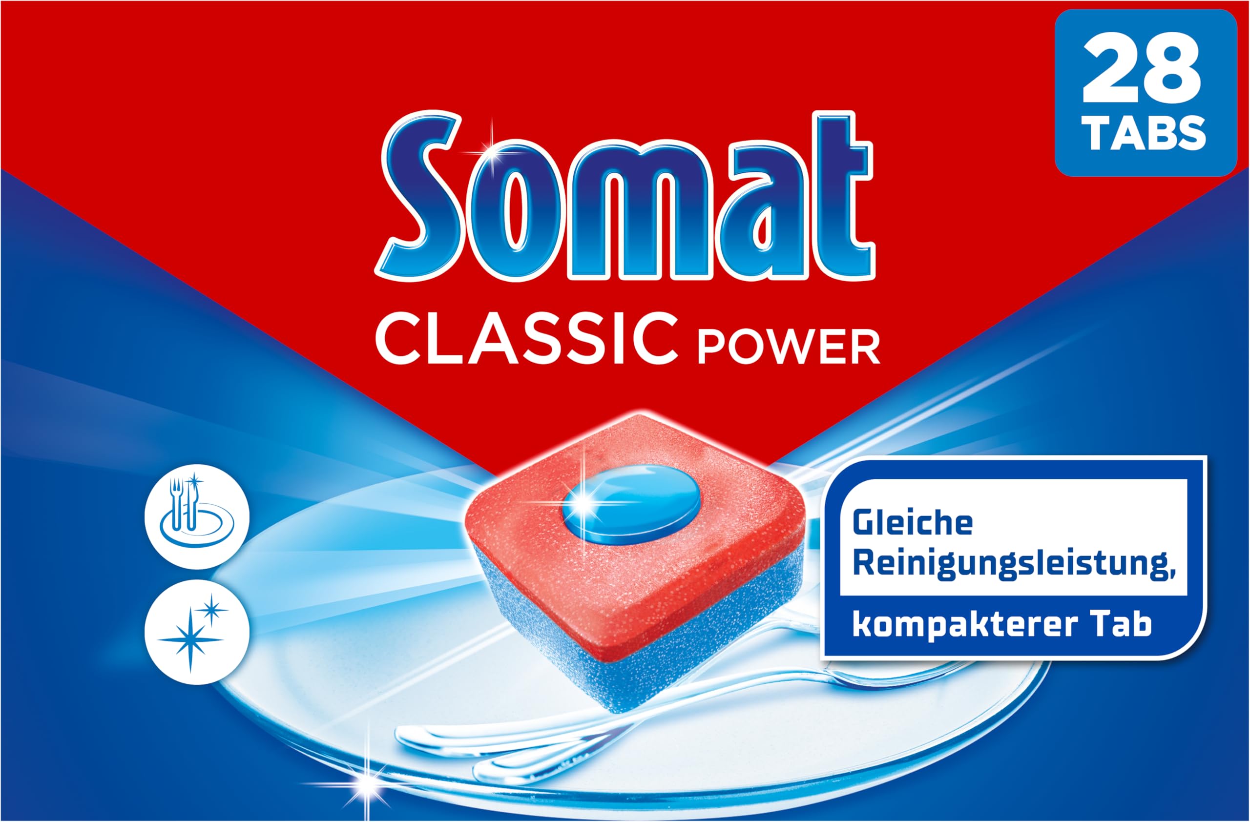 Somat Classic Power kompakte Spülmaschinentabs (28 Tabs), Geschirrspültabs