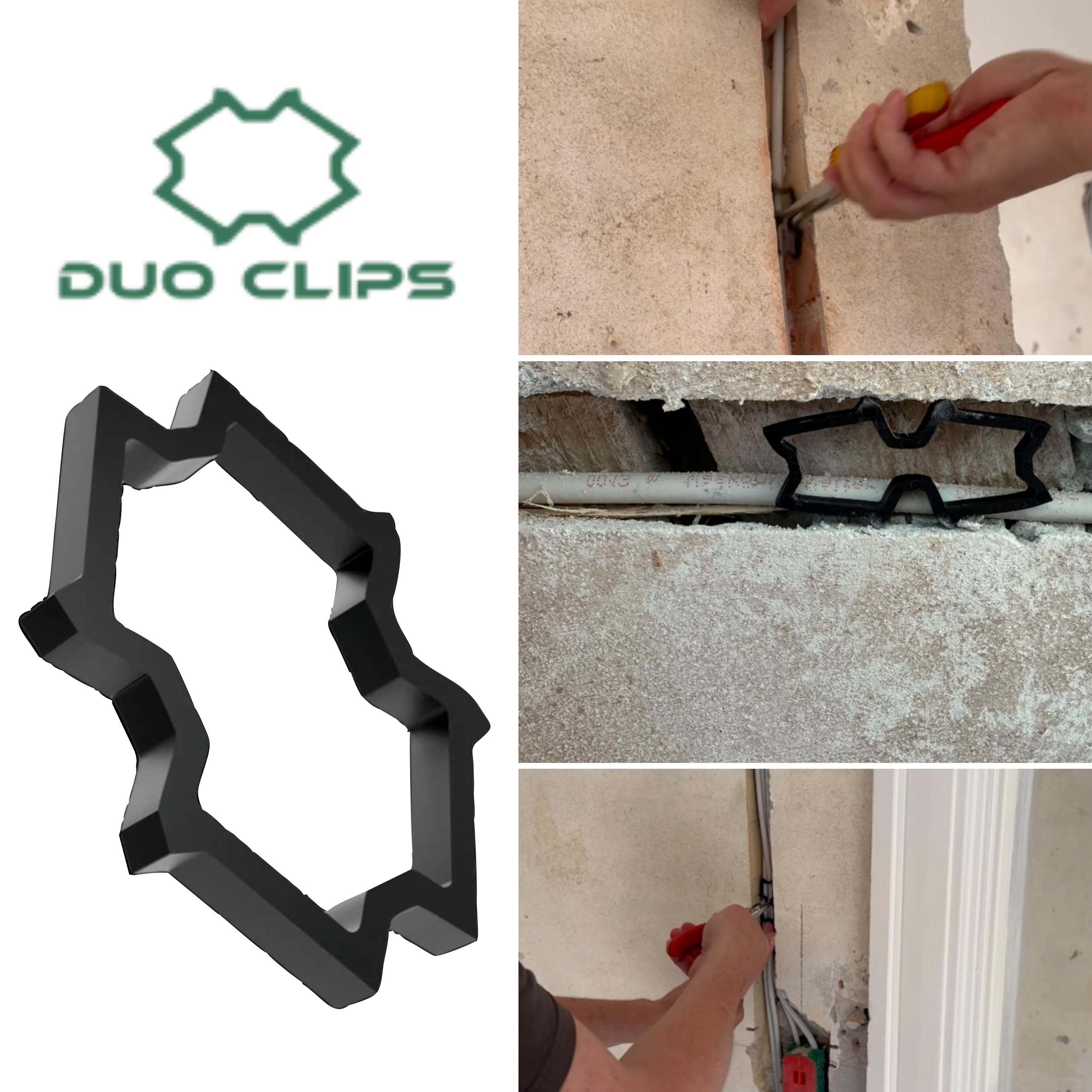 DUO CLIPS 100 Stück Kabelhalter Universal 22–50 mm Schlaufendübel | Kabelclip, Dübelklemmschelle, Kabelbefestigung, Stecklaschen, Clip für Kabel, Halterung für Leitungen und Rohre (100)