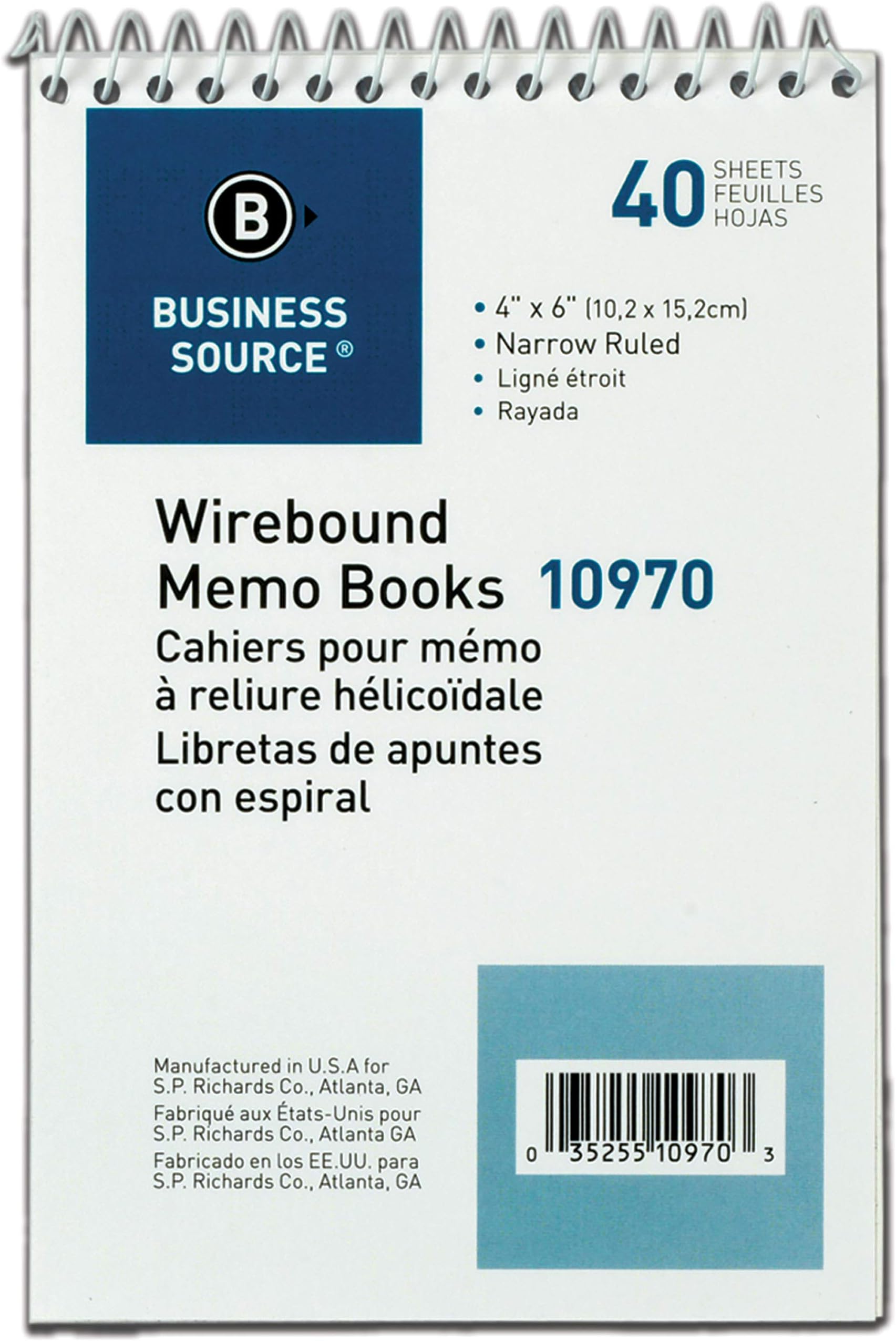 Business Source, BSN10970, Wirebound Memo Books, 12 / Dozen, White