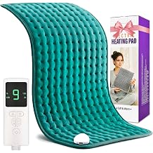 Heating Pad for Back & Period Cramps 12" x 24",Portable Heating Pad for Neck and Shoulders with 9 Heat Settings 4 Timers Auto-Off,Machine Washable, Christmas Gifts for Women, Men Peacock blue