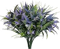 Vista 17 de 8 piezas flores artificiales de otoño para decoración al aire libre, plantas artificiales de otoño para exteriores, hierba amarilla artificial