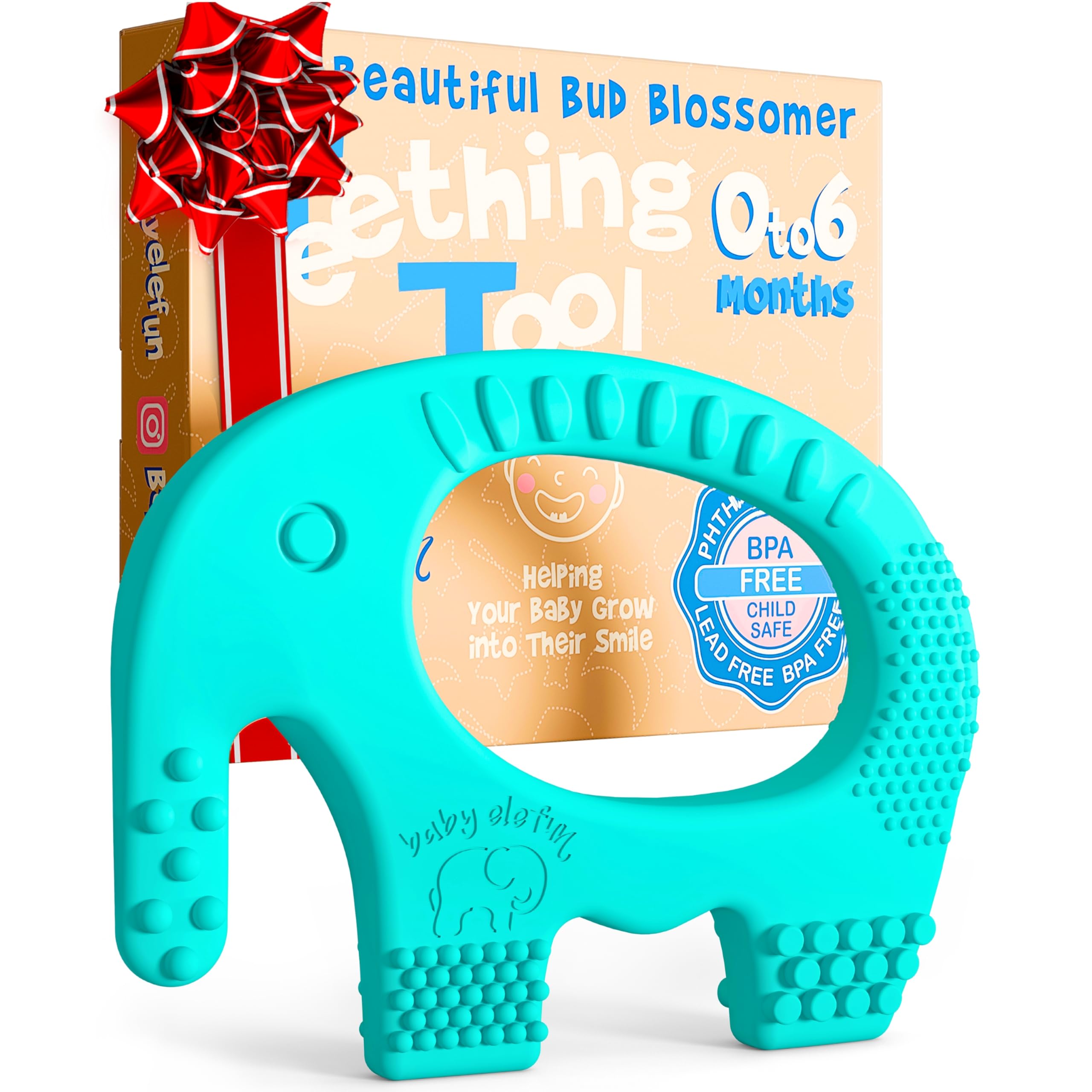 Baby Elefun Baby Teething Rings 5X Pain Relief Zero Delay 0-6 Months Turquoise