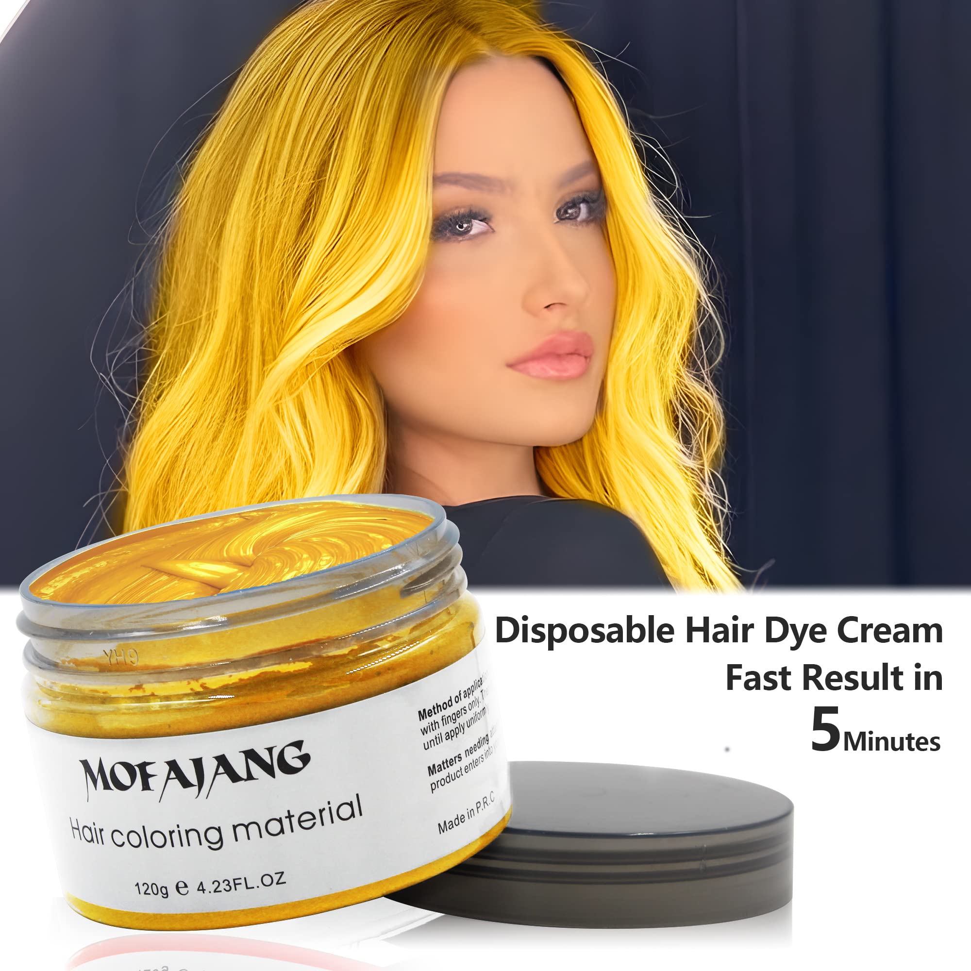 Cera Para Tinte Capilar, Natural Temporal Hair Dye Wax, Spray Pelo Color para la Fiesta de Cumpleaños de Halloween 120 g (Oro)
