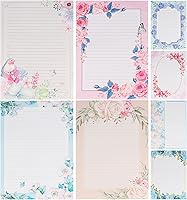 Vista 8 de Juego de 72 sobres de papel de papelería y sobres que contiene 48 piezas de papel de carta, 24 sobres de doble cara, diseño floral forrado