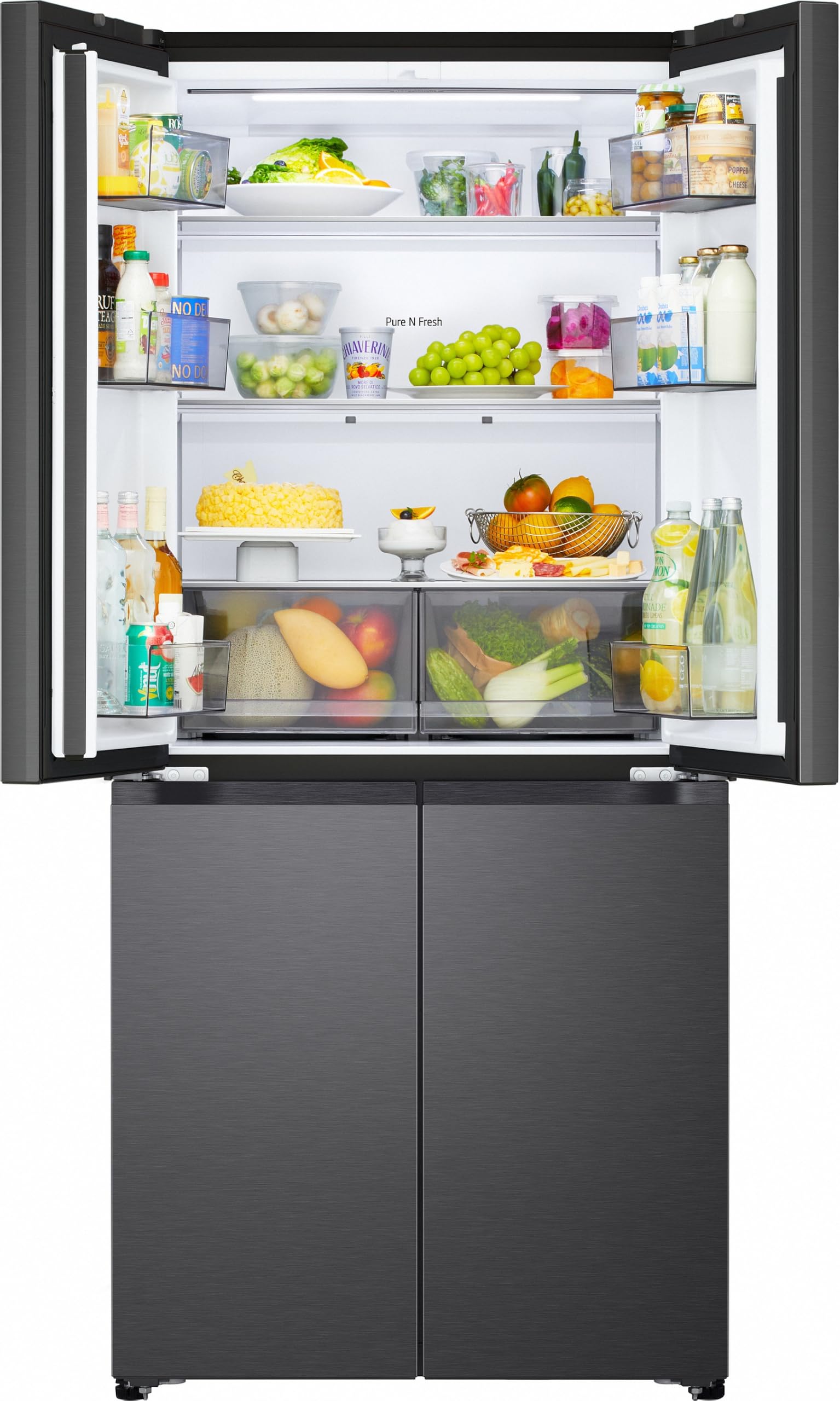 LG GMBS30SDEP SLIM Fit&Max Multi-Door Kühlschrank mit Gefrierfach (580 L, Energieklasse D) vollintegrierbar oder freistehend, DoorCooling+, LinearCooling, Schwarz