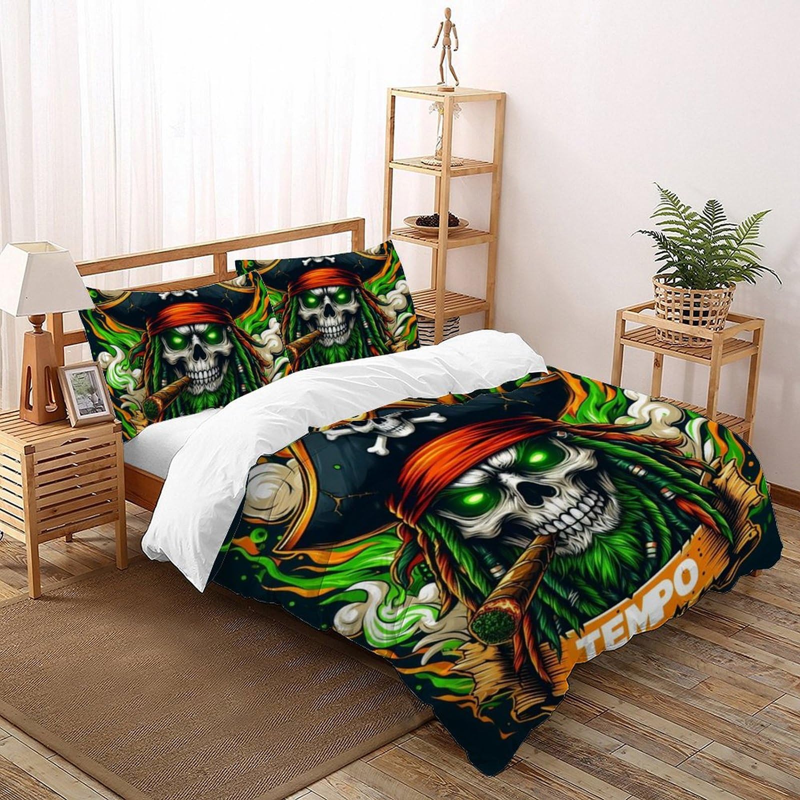Housse de couette pirate anti-plis en microfibre douce adulte
