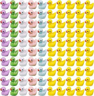 Taicols 100 Pcs Mini Duck Miniatures - Resin Waterproof Tiny Duckies Figures for Fairy Garden Decor, Dollhouse, Ornament, ...