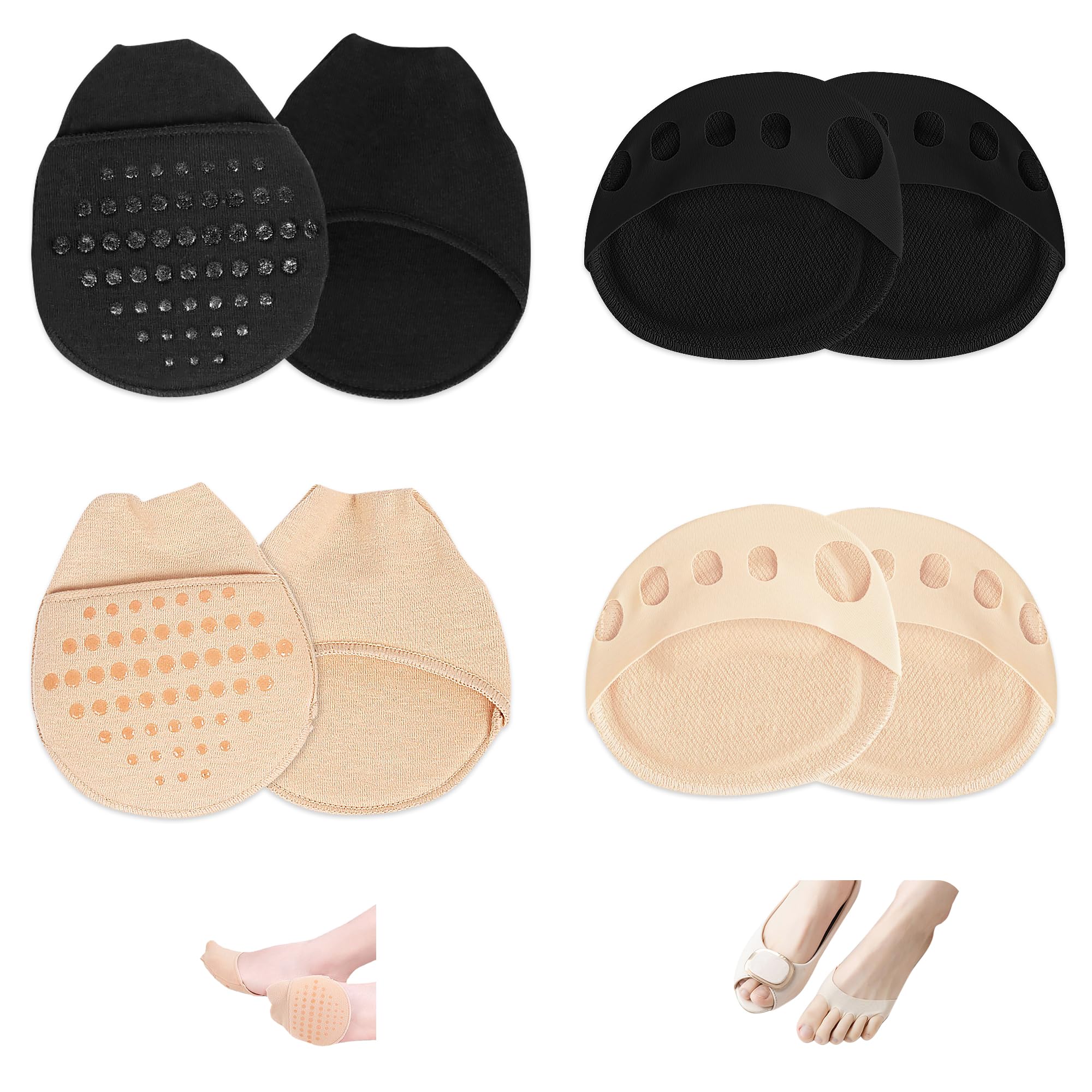 4 Pairs Metatarsal Pads Ball of Foot Cushions Honeycomb Fabric Forefoot Pads for Women High Heels Shoes Foot Pads Invisible Soft Toe Pads Reusable Sock Cushions Pads for Pain Relief Men