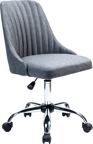 Porthos Home Jarvis - Silla de oficina, elegante tapicería de tela, base cromada resistente con ruedas enrollables, altura ajustable, giro de 360