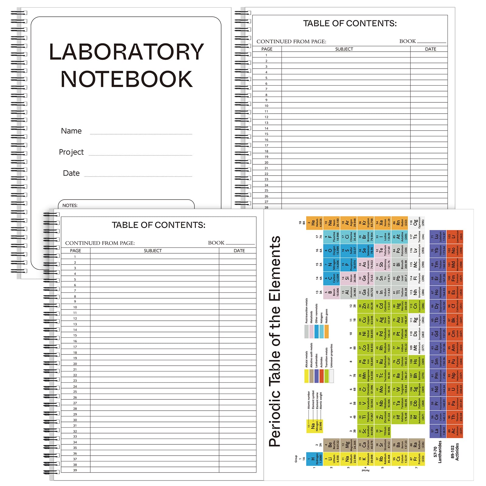 4 Pcs Carbonless Lab Notebook 8.5" x 11", 200 Sets of Pages, 400 Sheets Total, Scientific Grid Format Spiral Laboratory Notebook Organic Chemistry Lab Carbon Copies Durable Clear Cover