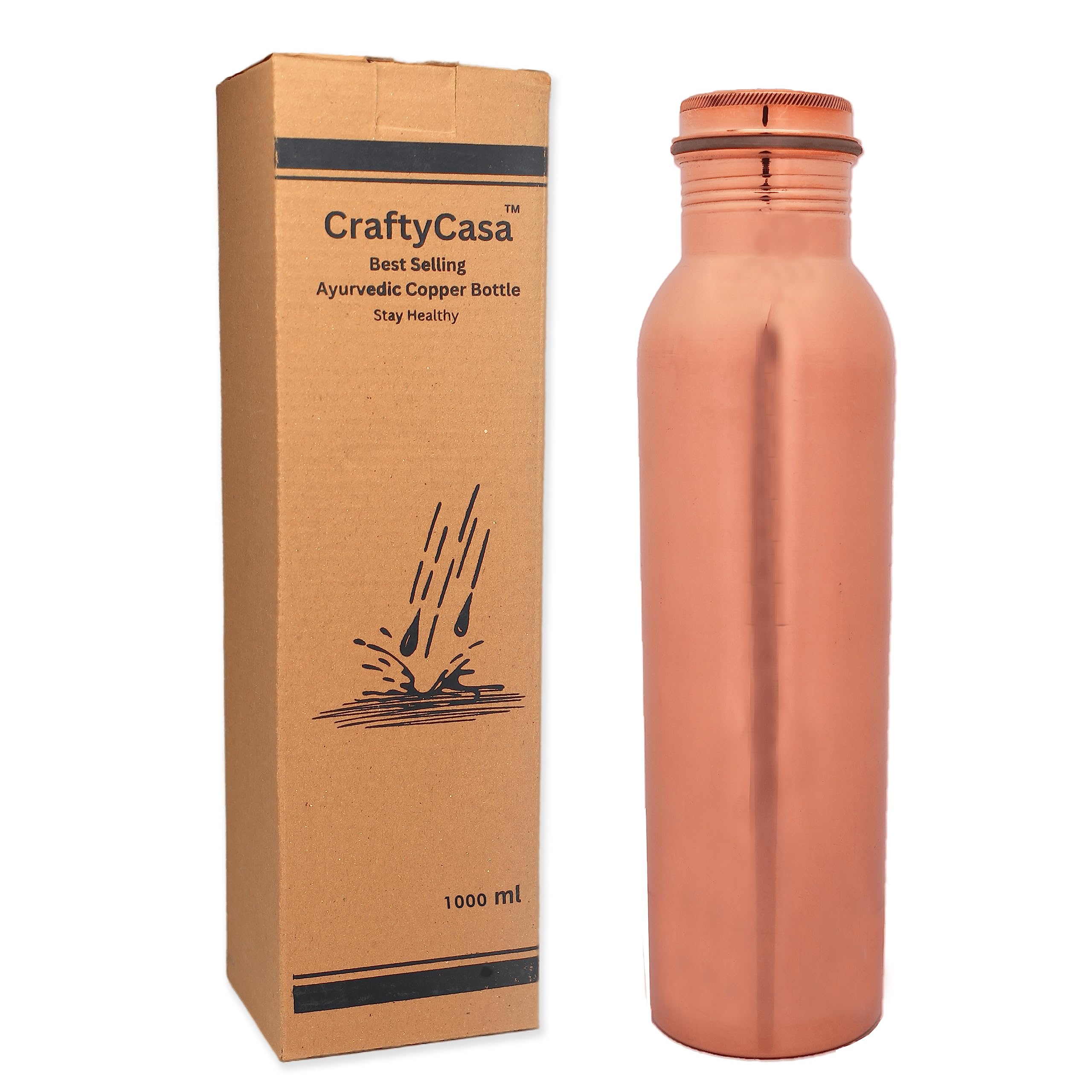 Tamra Jal Bouteille D'eau En Cuivre Pur Avec Couvercle, Anti