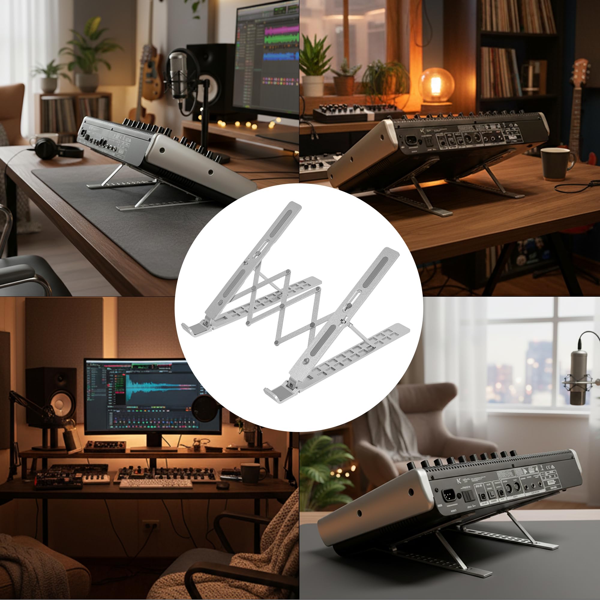Musiin Supporto per mixer audio compatibile con il controller per mixer da studio domestico (argento)