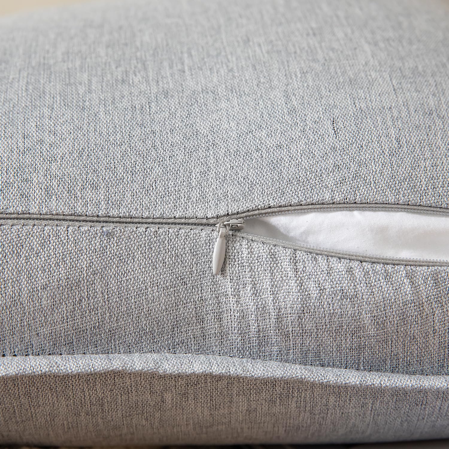 YAERTUN Pack of 2 Decorative Linen Soild Cushion Covers Farmhouse Neutral Throw Pillow Cases for Chair Couch Sofa Bedroom Living Room Home Decor 26 x 26 Inch 65x65 cm Light Gray - Image 4