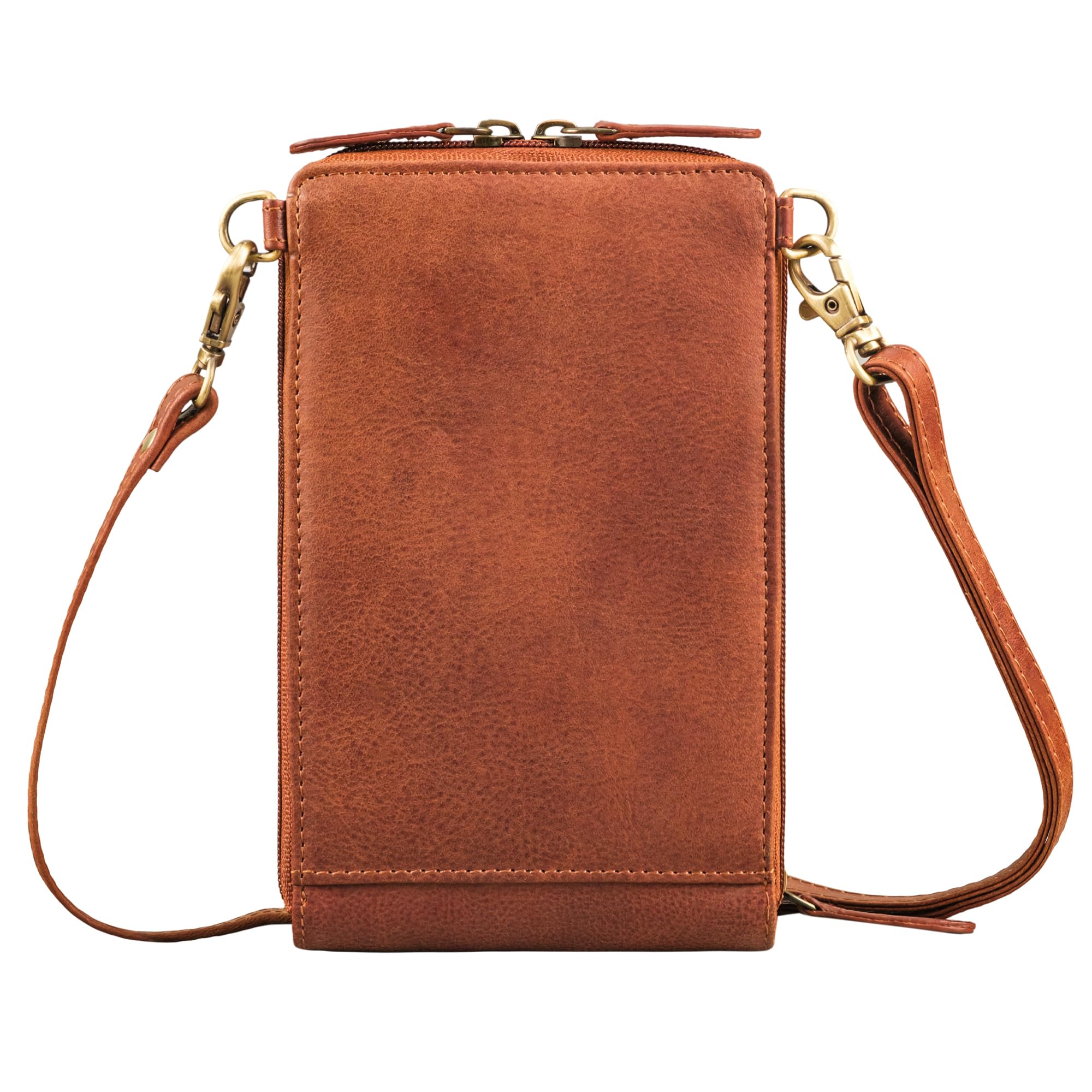 STILORD Payton Handytasche mit Geldbörse zum Umhängen Leder Tasche Brusttasche Brustbeutel Handy Umhängetasche Geldbeutel mit Handyfach für Damen und Herren aus echtem Leder Farbe:Arona - braun