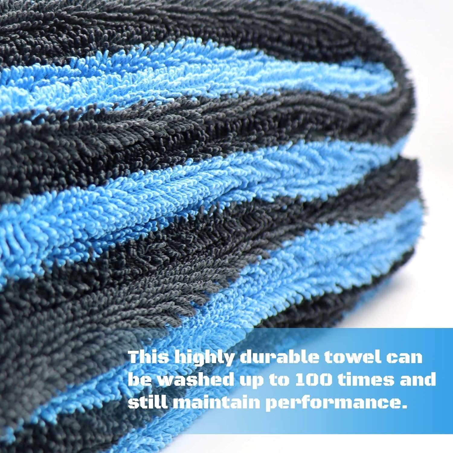 Auto Hub 1200 GSM Microfiber Cleaning Cloth, Dual Sided Car Cleaning Clothes, Twisted Loop- Thick Plush Micro fiber Cloth for Car Cleaning, Lint-Free for Quick Drying (60cmx40cm) 1pc, Color: Grey-Blue 2