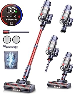 Cordless Vacuum Cleaner, 600W 50Kpa Self-Standing Vacuum Cleaners with 65min Detachable Battery, Stick Vacuum with Touch Display, Wall Mount Charging, Handheld Vacuums for Hard Floor Carpet