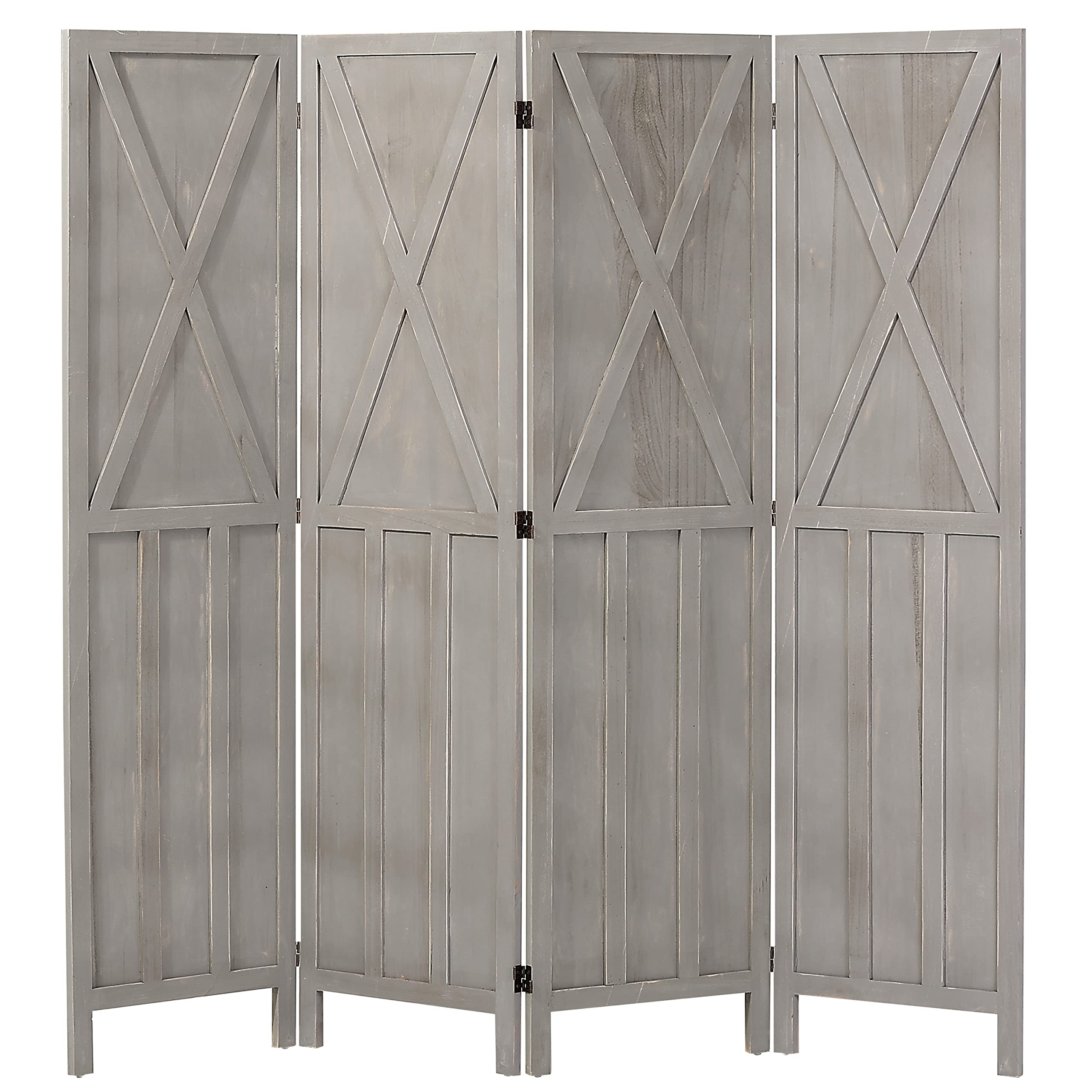 Buy iVilla 5.8 Ft Tall Wood Room Divider, 4 Panel Rustic Folding Privacy Screens Partition Wall