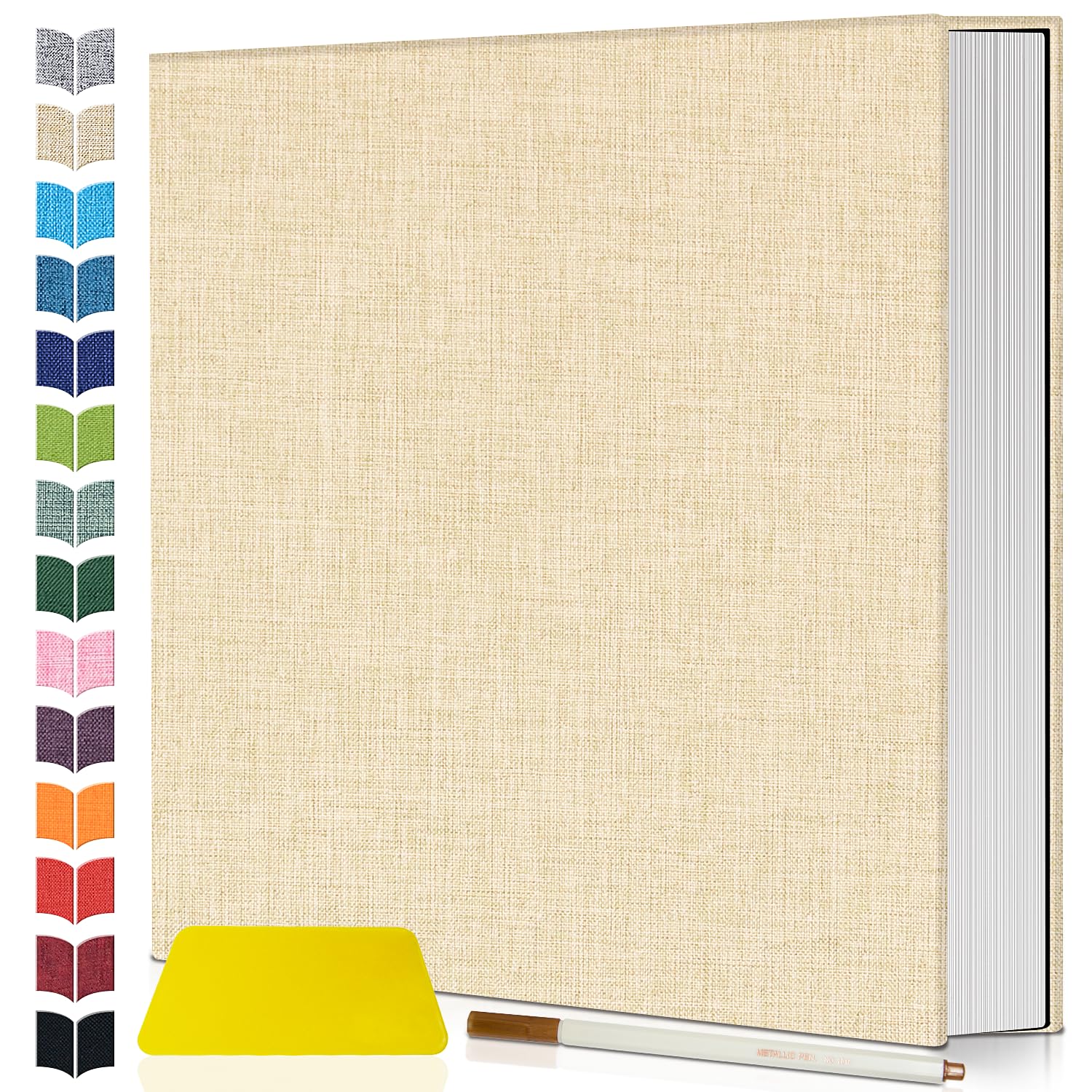 Artfeel Photo Album Self Adhesive Scrapbook,60 Pages Large Photo Book for 4x6,5x7,8x10 Pictures,DIY Album for Baby Wedding Family Travel Birthday,with Metallic Pen and Scraper