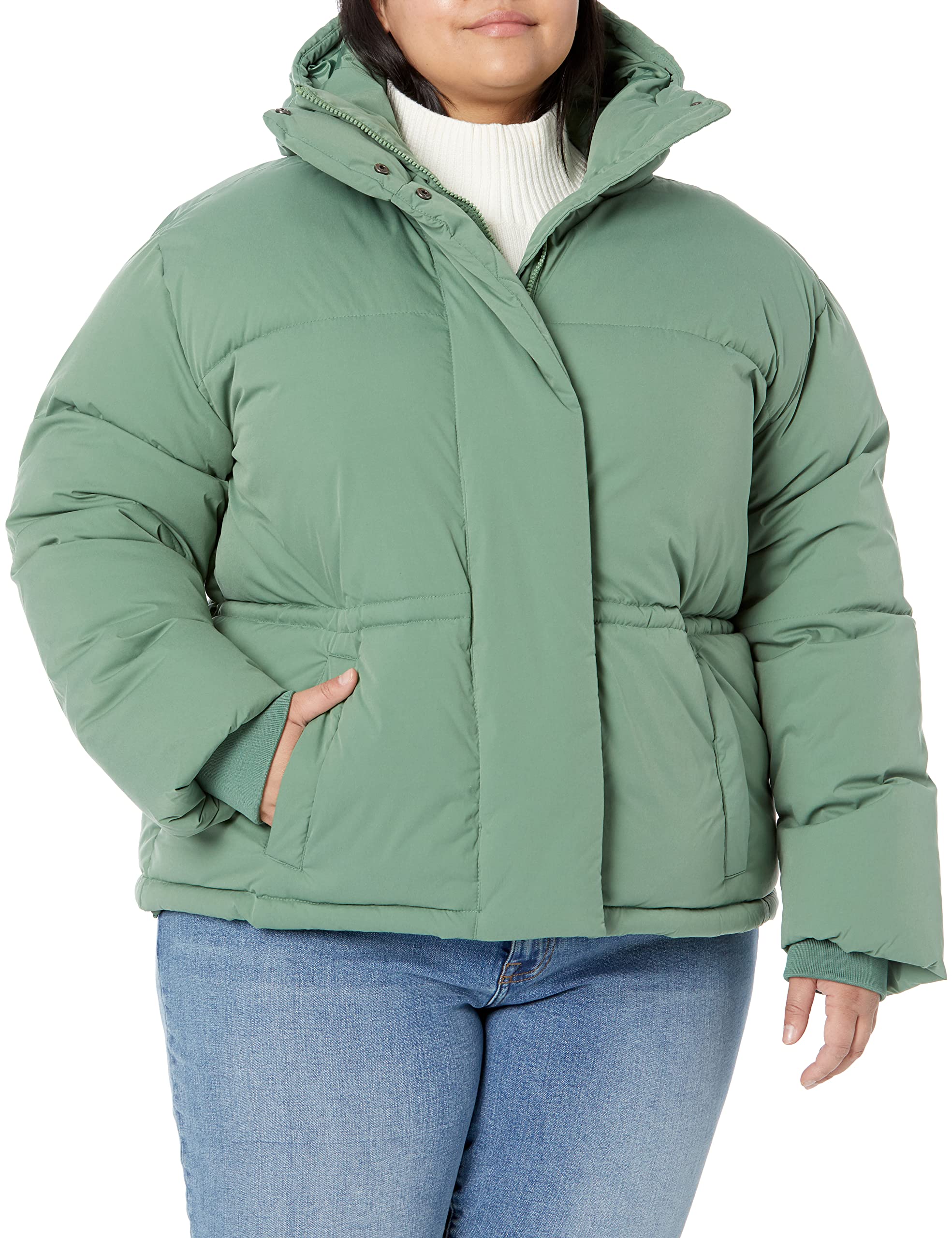 Amazon Essentials Damen Kurz Geschnittene Daunenjacke mit Kapuze, Puffer Winterjacke für Damen (in Übergröße erhältlich)