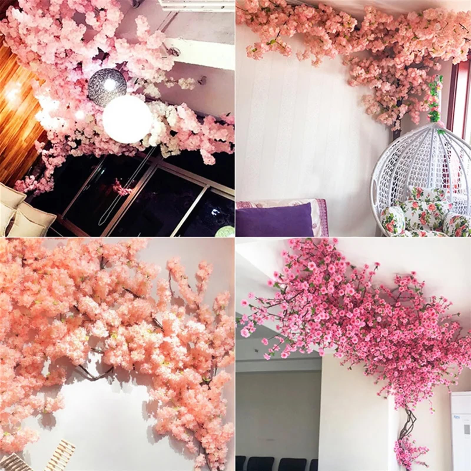 Girlanda rattanowa. Różowa girlanda z wiśni, pnącza, łuk ogrodowy, dekoracja weselna, domowa(1.8m pink)