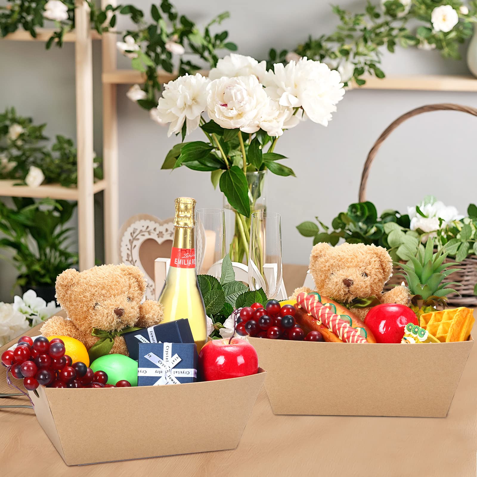 6 cesti regalo in cartone robusto, 30 x 19 cm, vuoti, perfetti per Pasqua, San Valentino, vacanze, compleanni e matrimoni