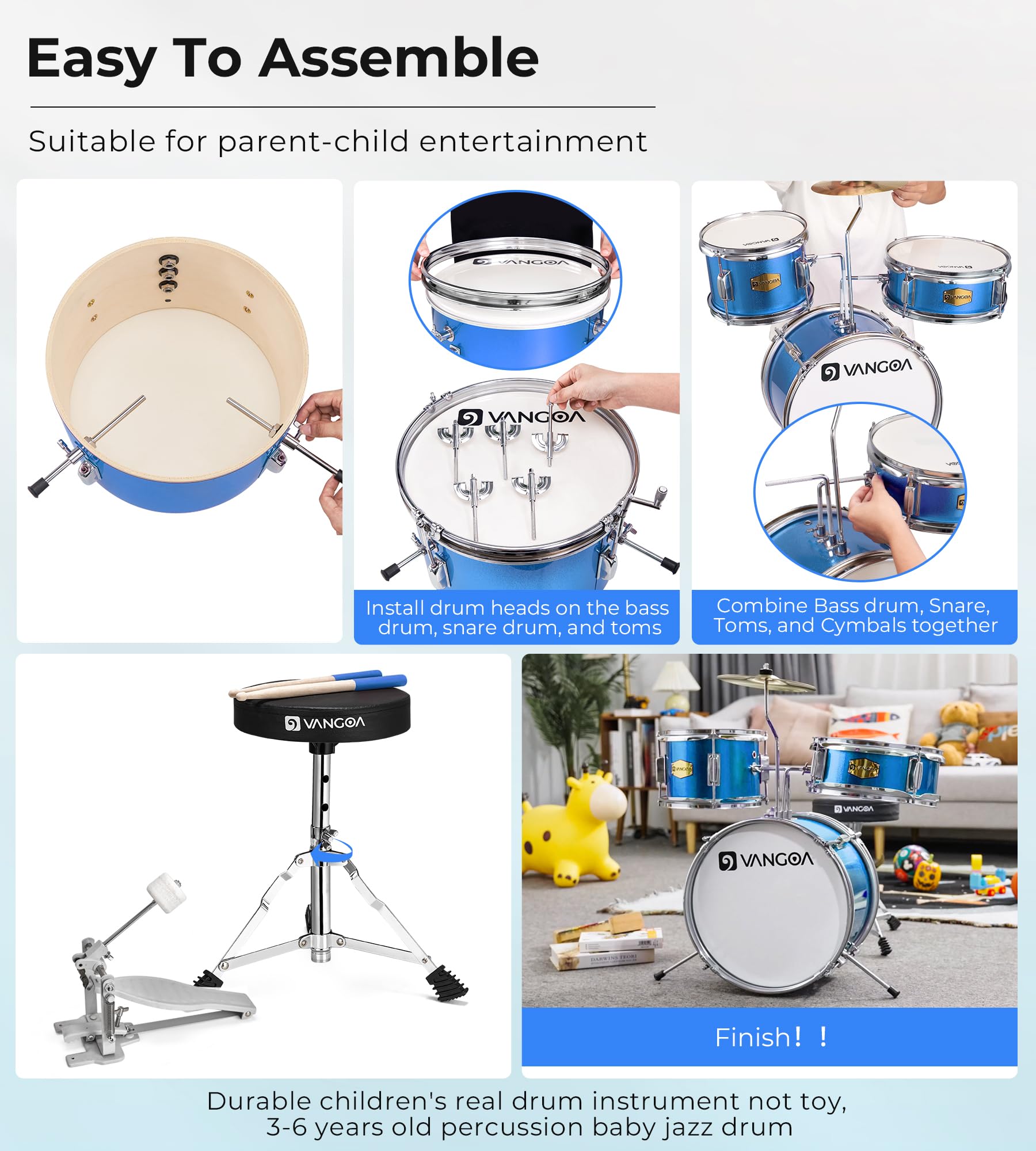 Kids Drum Set 14 Inch Beginner Drum Kits Piece Desertcart