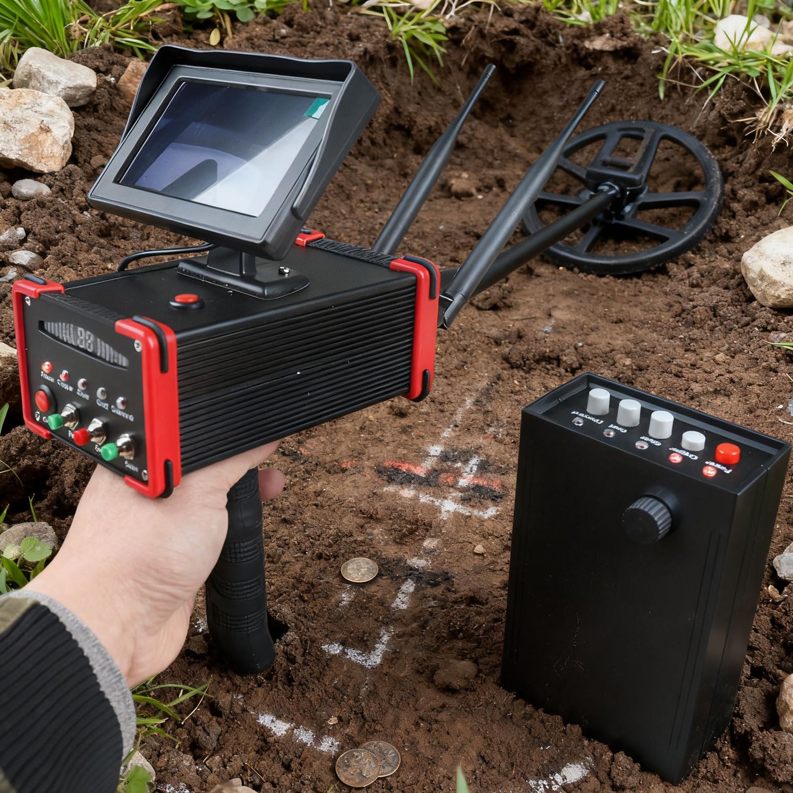 Détecteur de métaux haute précision avec grand écran HD, recherche profonde 16 m profondeur 100 m portée pour l'or et la chasse au trésor