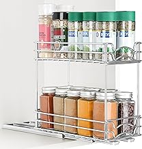 Winter Shore Porta Spezie per Armadietti a 2 Livelli - Organizer Estraibile per Armadietti da Cucina - Scaffale Estraibile Verticale per Organizzare la Dispensa - Cassetti Estraibili