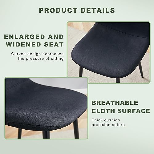 Miniatura 8 de Juego de mesa de comedor de cristal para mesa de comedor redonda de 4,36.6 pulgadas con sillas de comedor de tela, moderna mesa de comedor con patas