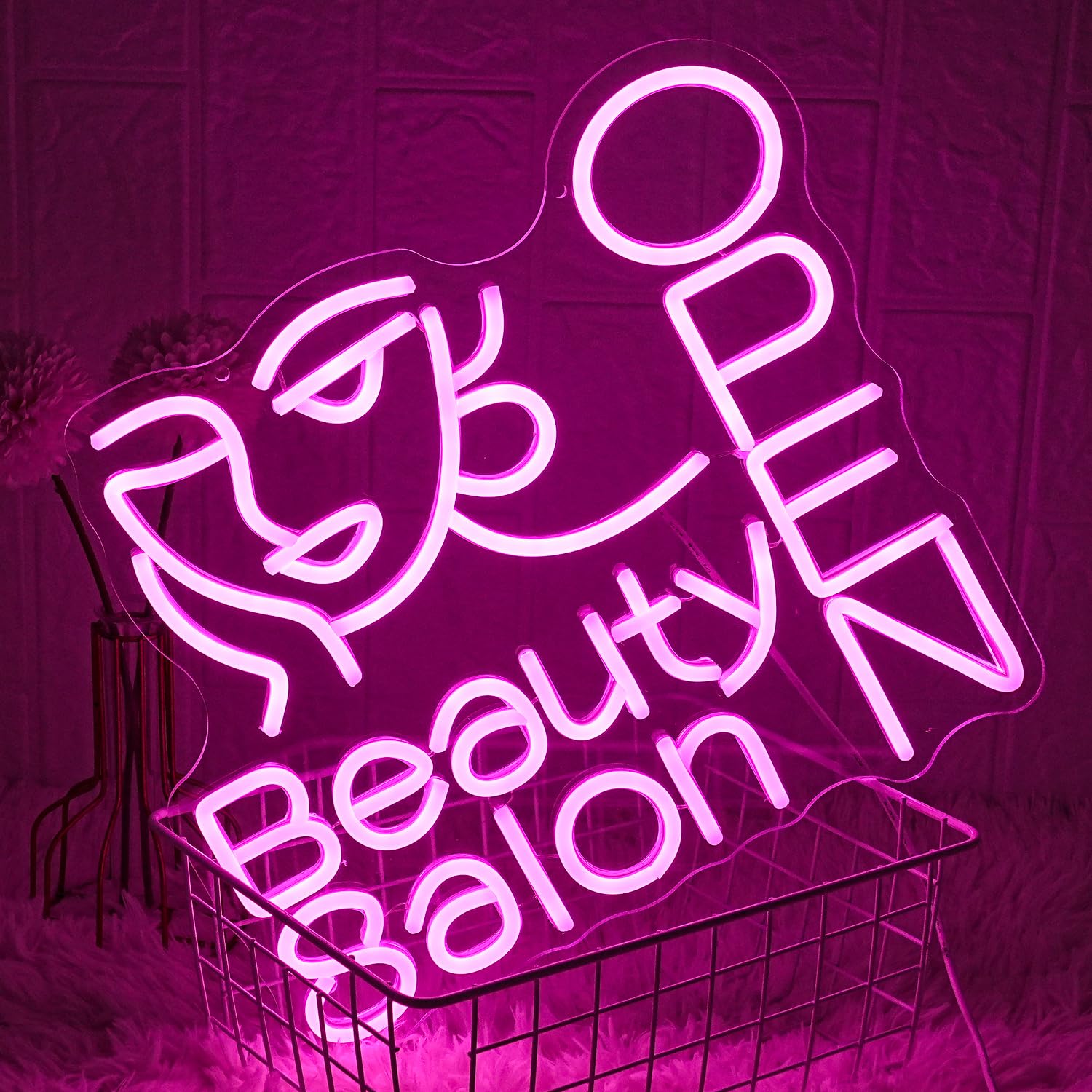 Panneau néon ouvert pour salon de beauté - Lumière néon - Lumière LED - Pour salon de beauté - Pour salon de beauté, ongles, studio, salon de coiffure, dressing, décoration