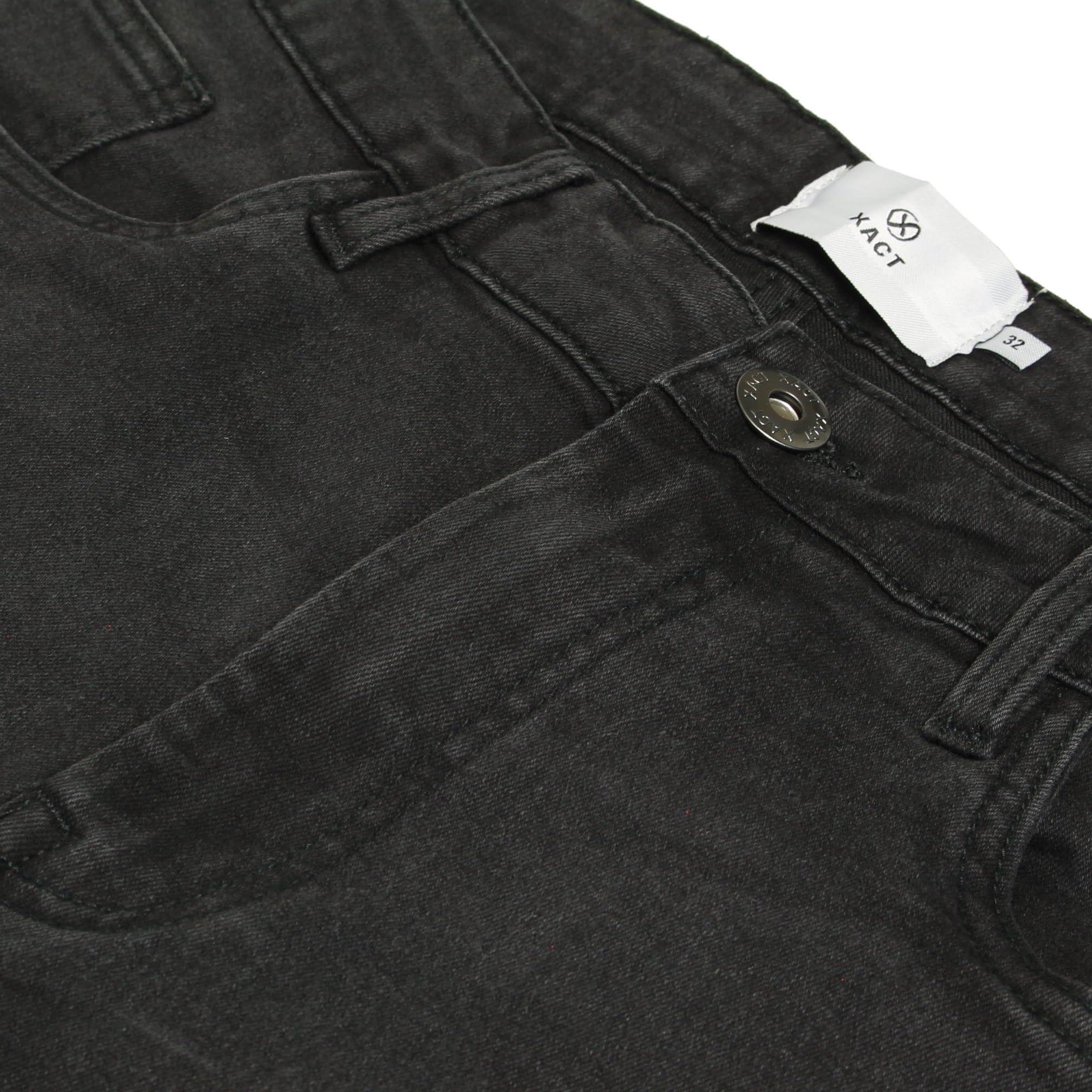 Xact Pantalones Cortos Denim Hombre – Stretch 10 oz, Corte Regular, 5 Bolsillos, Cierre de Cremallera – Look Casual