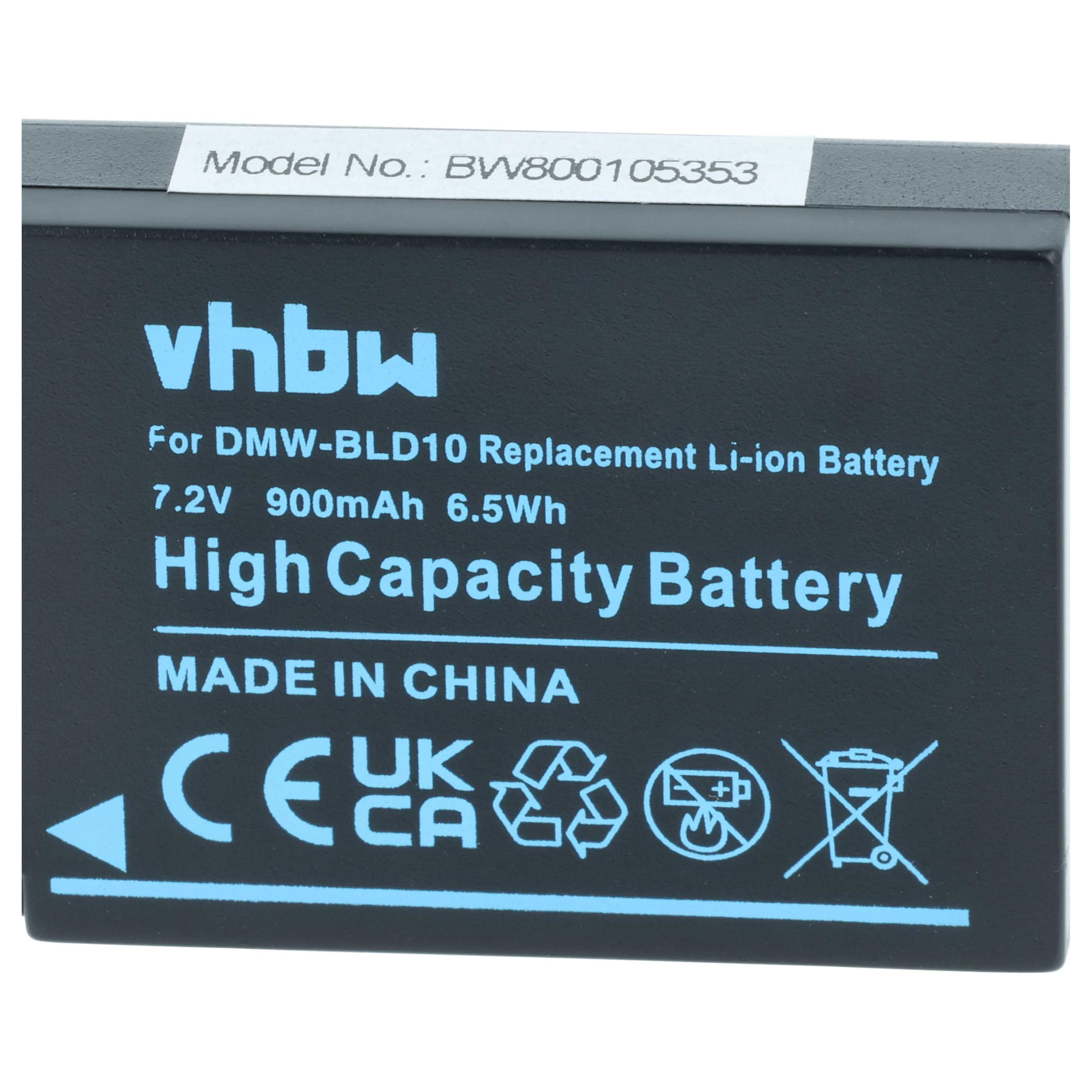 vhbw 2x batteria compatibile con Panasonic Lumix DMW-GF2KK, DMC-GX1X | fotocamera (900mAh, 7,2V, Li-Ion), infochip