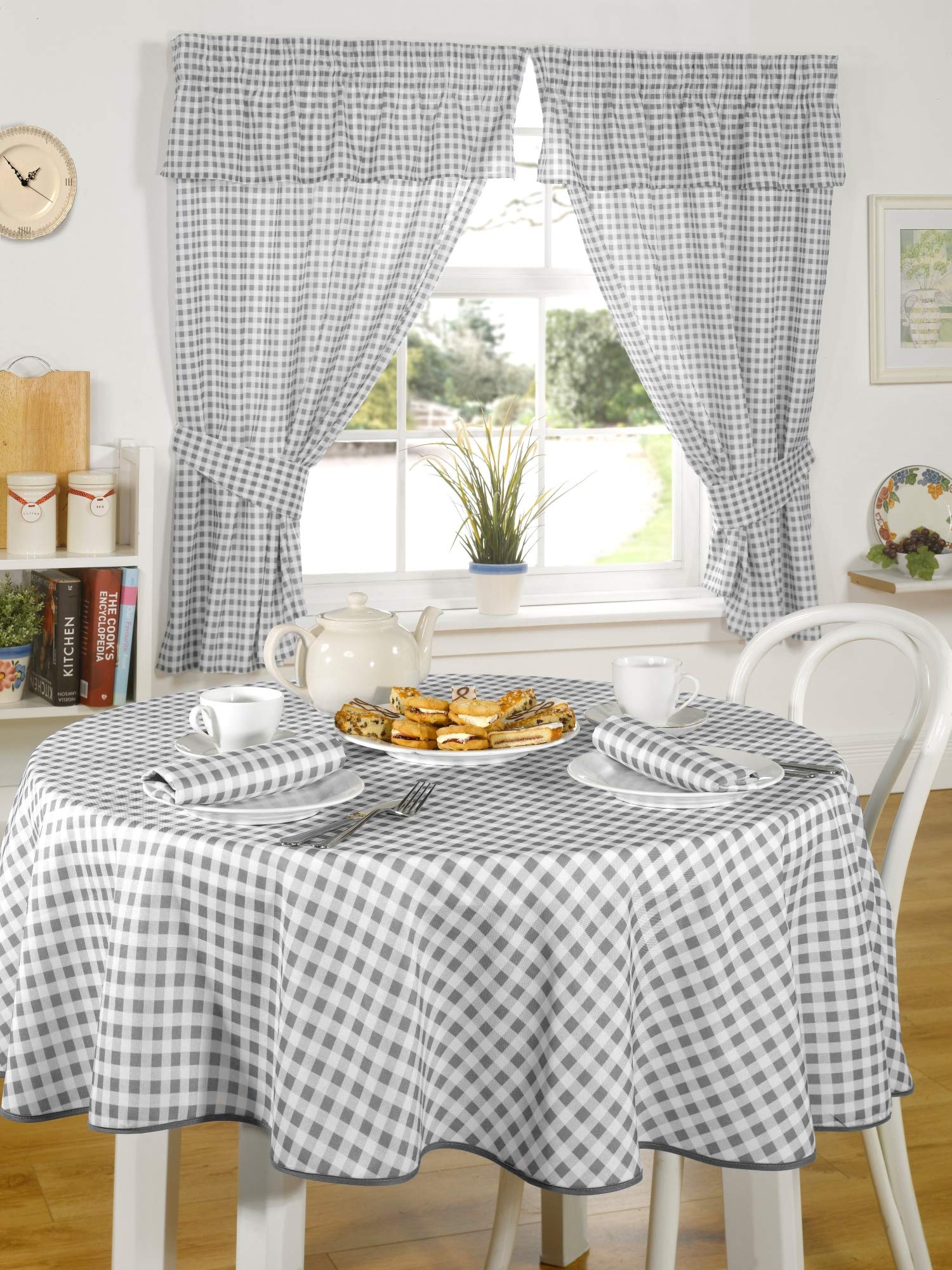 Rackhams Grey Molly Gingham Check Tablecloth - 50 X 70"