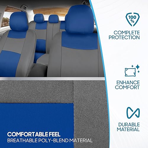 Miniatura 118 de BDK PolyPro - Juego completo de fundas de asiento de automóvil en color menta sobre negro, fundas de asiento delantero y trasero, accesorios