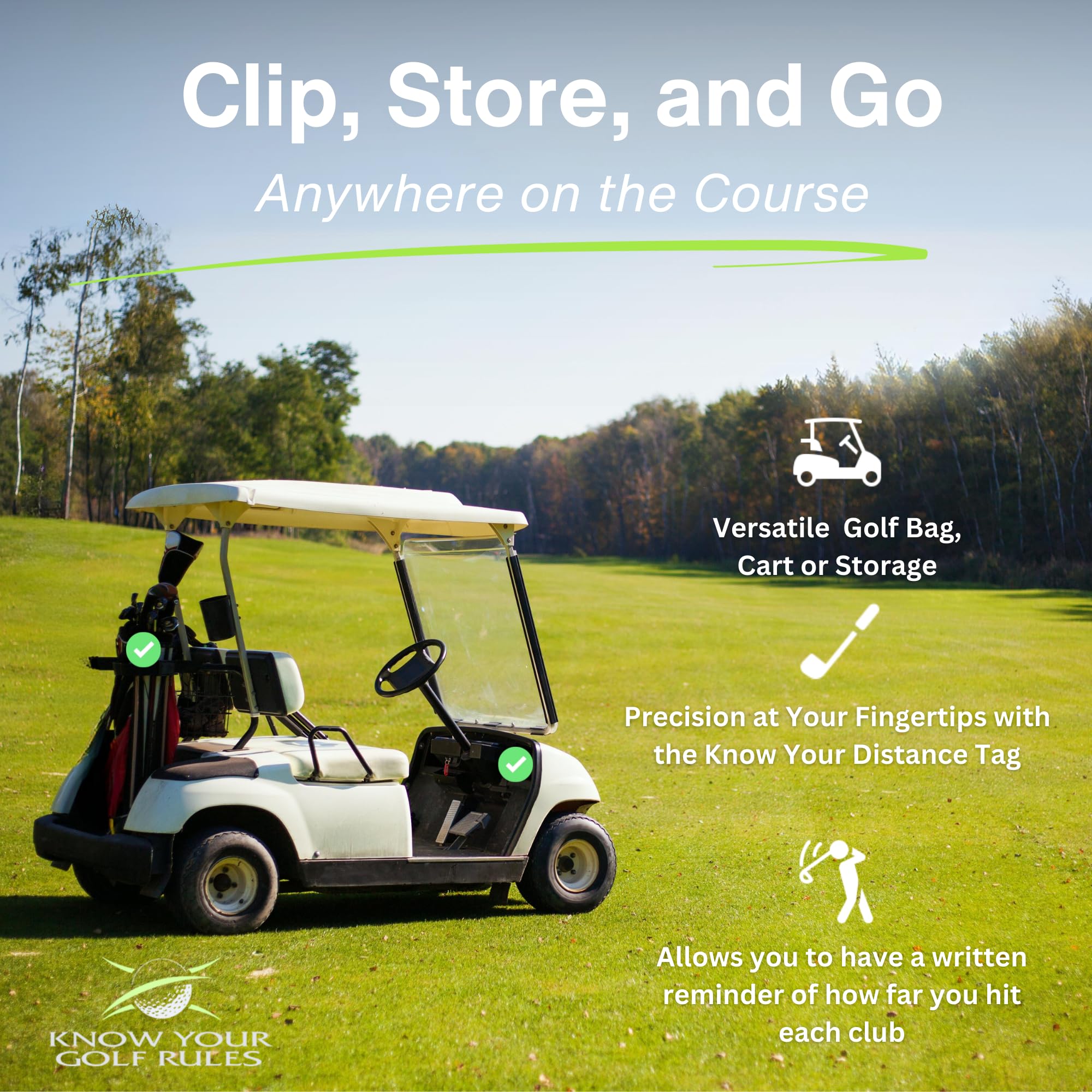 Etiqueta de distancia de golf/yarda – Se fija a la bolsa de golf – Tarjeta de referencia rápida para palos de golf – Borrable – Registra tu distancia | Accesorios de golf imprescindibles para hombres